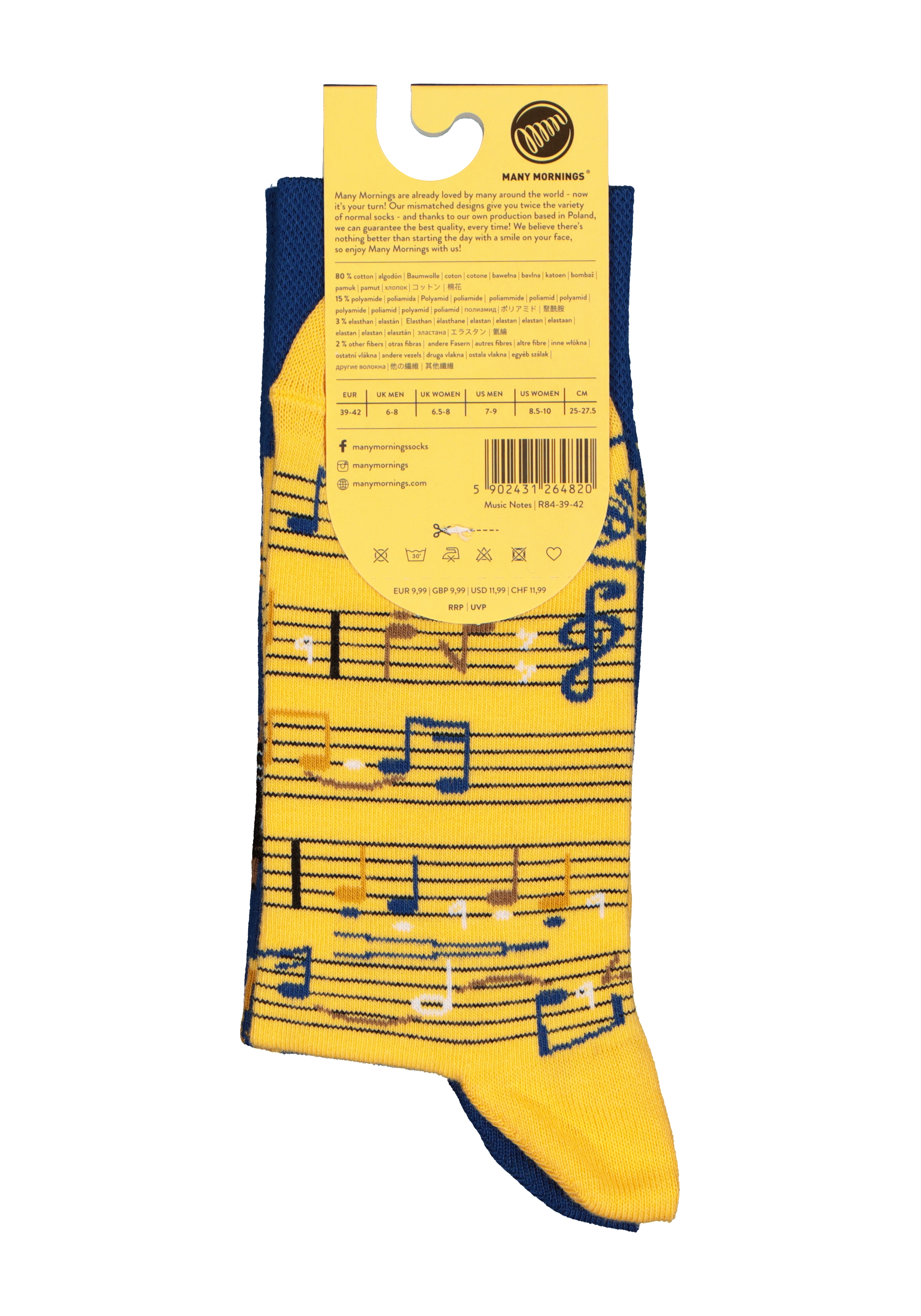 Many Mornings unisex sokken Music Notes