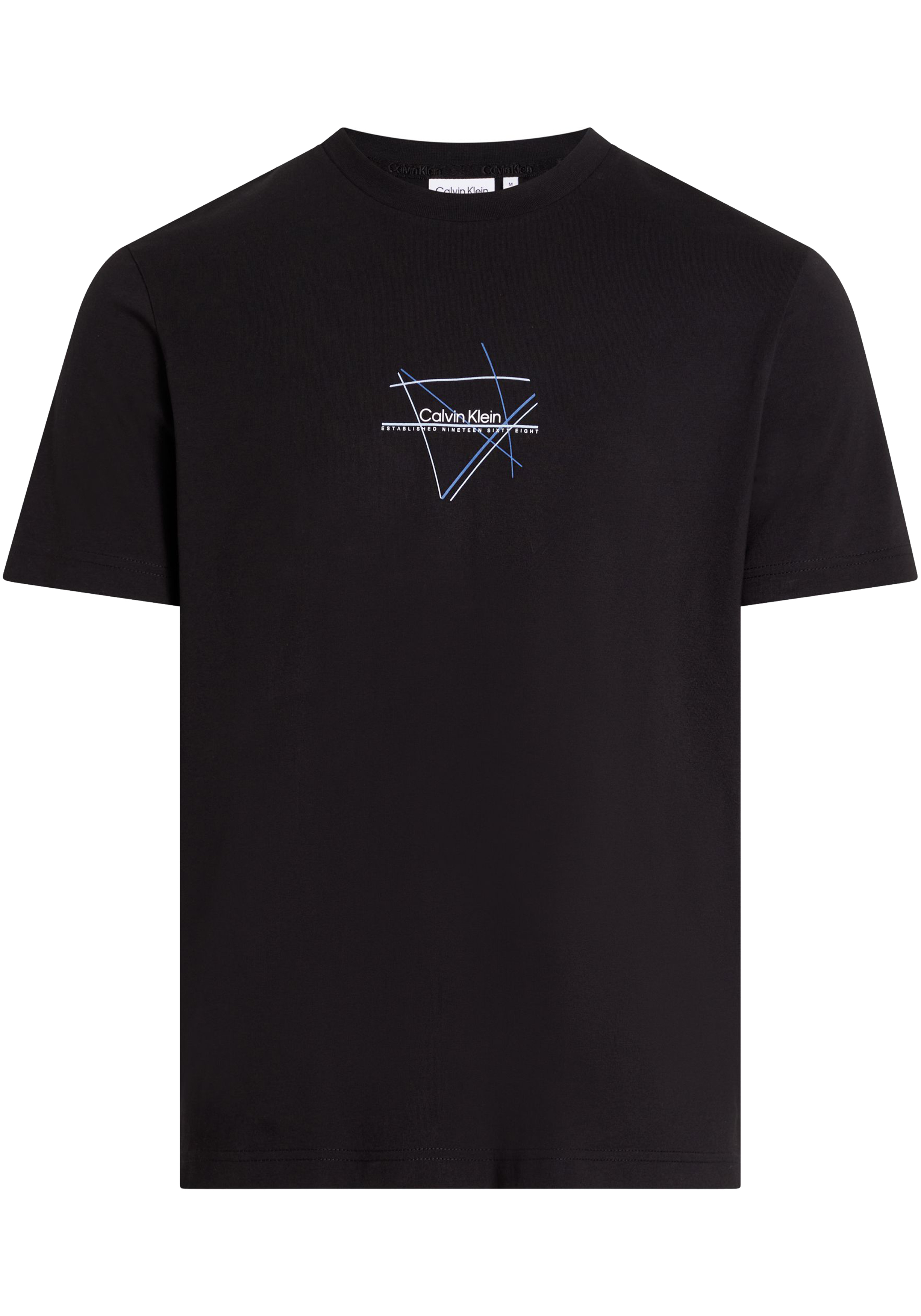 Calvin Klein Linear Chest Graphic T-shirt, heren T-shirt korte mouw O-hals, zwart dessin