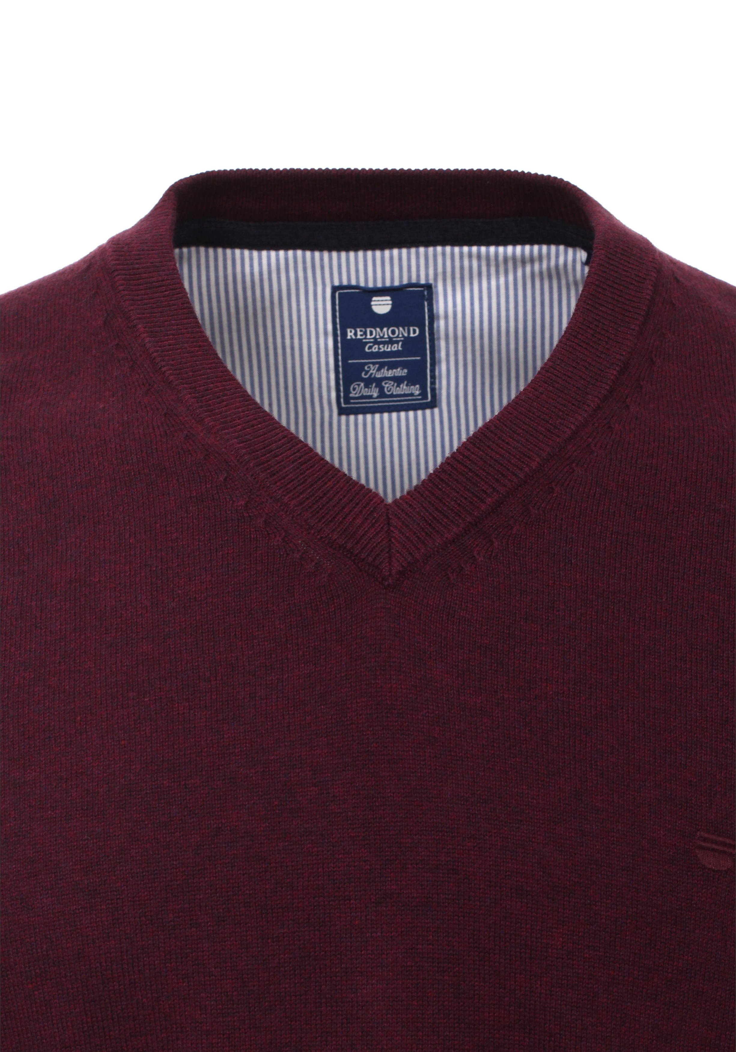 Redmond heren trui katoen, V-hals, bordeaux rood