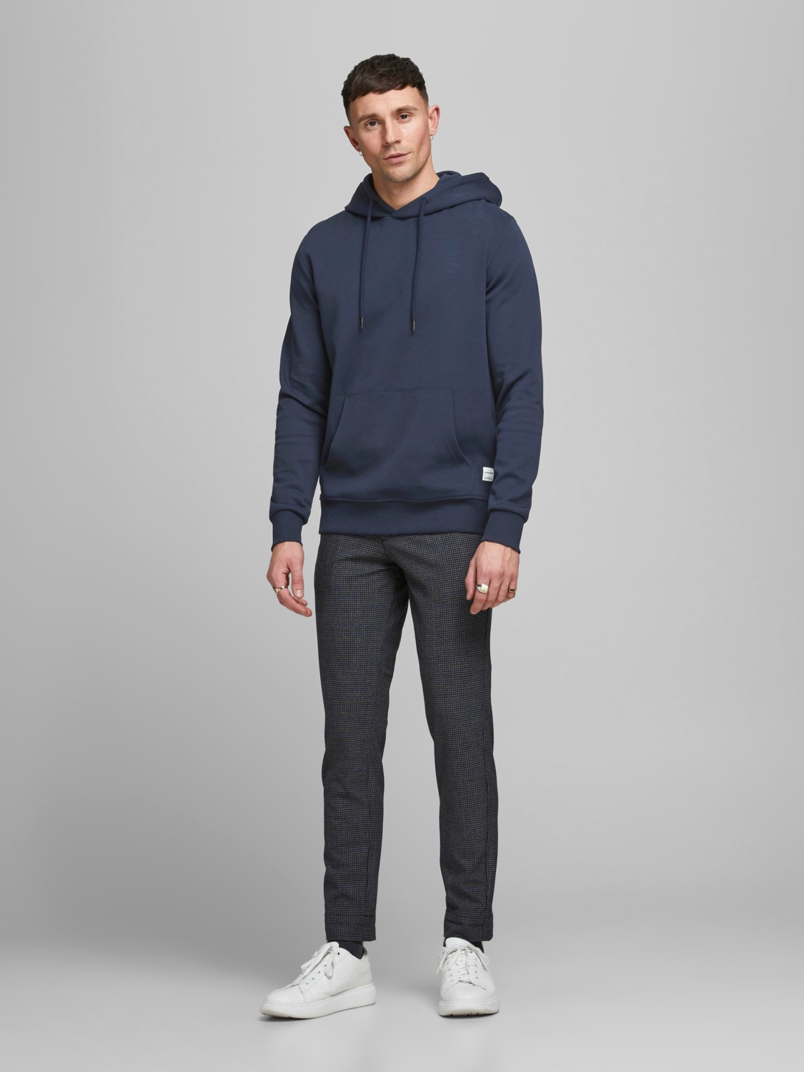 JACK & JONES Basic sweat hood regular fit, heren hoodie katoenmengsel met capuchon, blauw