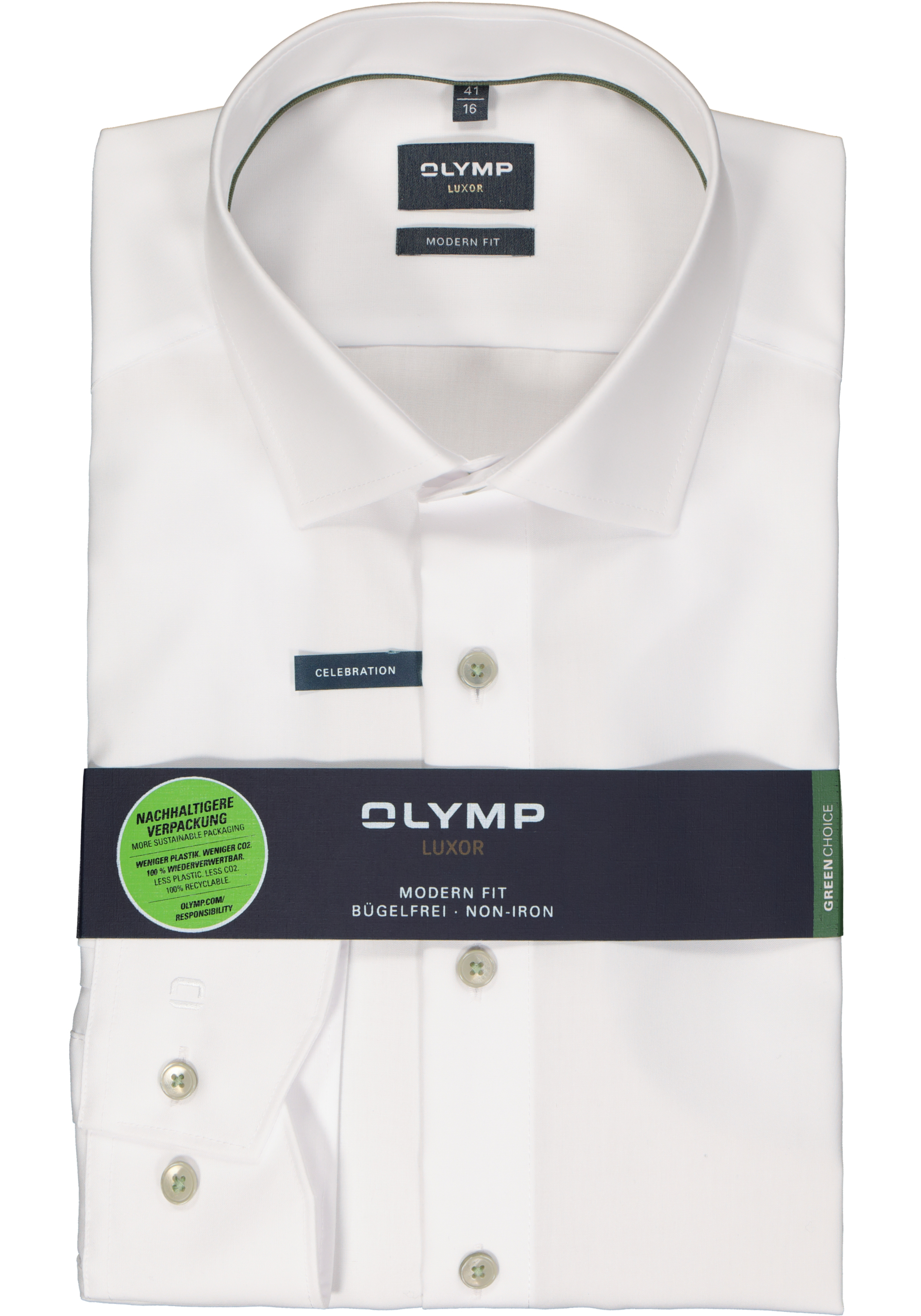 OLYMP modern fit overhemd, popeline, wit