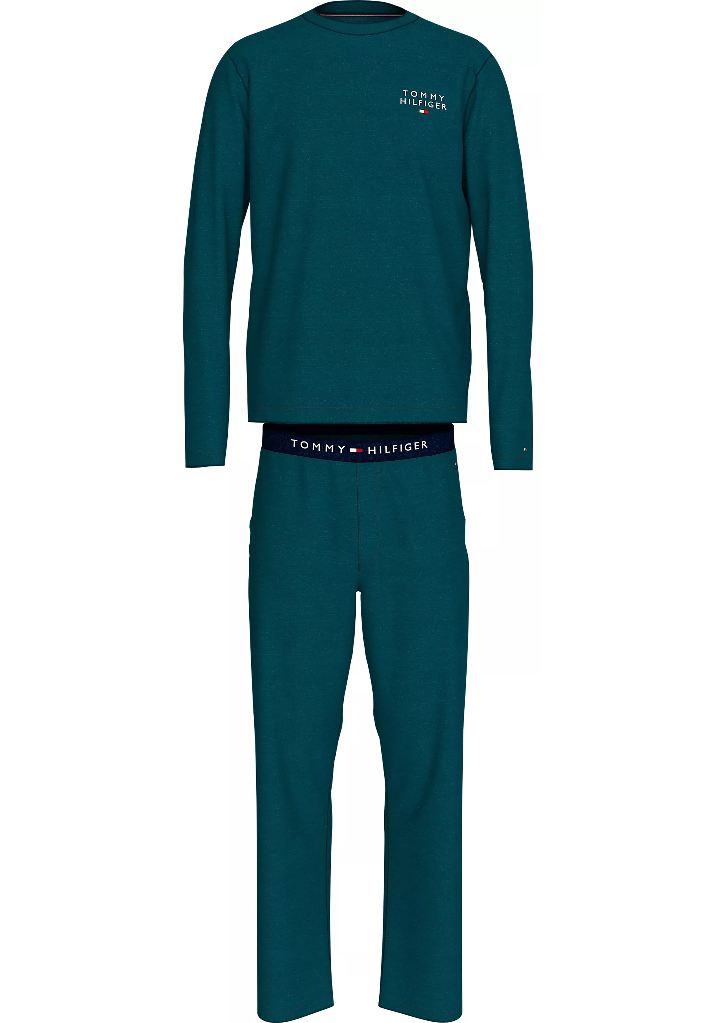 Tommy Hilfiger heren pyjama set, petrol fijn gestreept