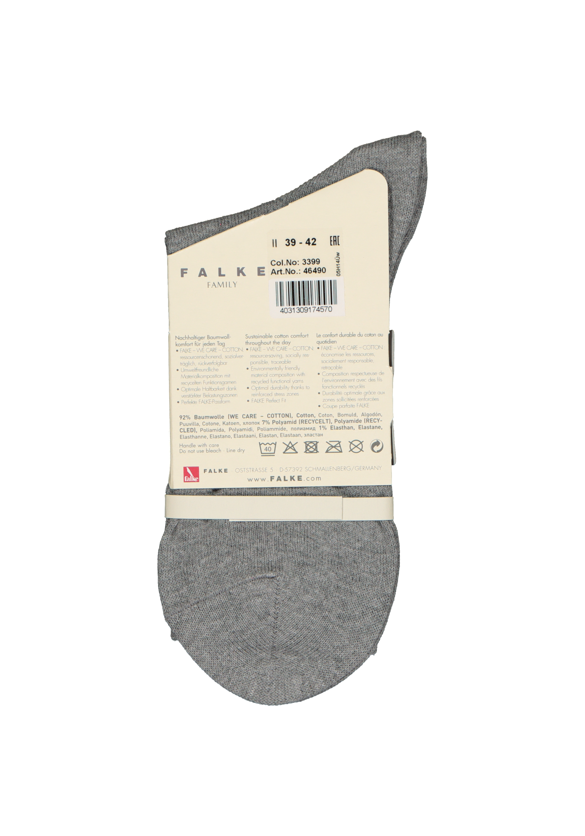 FALKE Family damessokken, katoen, grijs (grey mix)