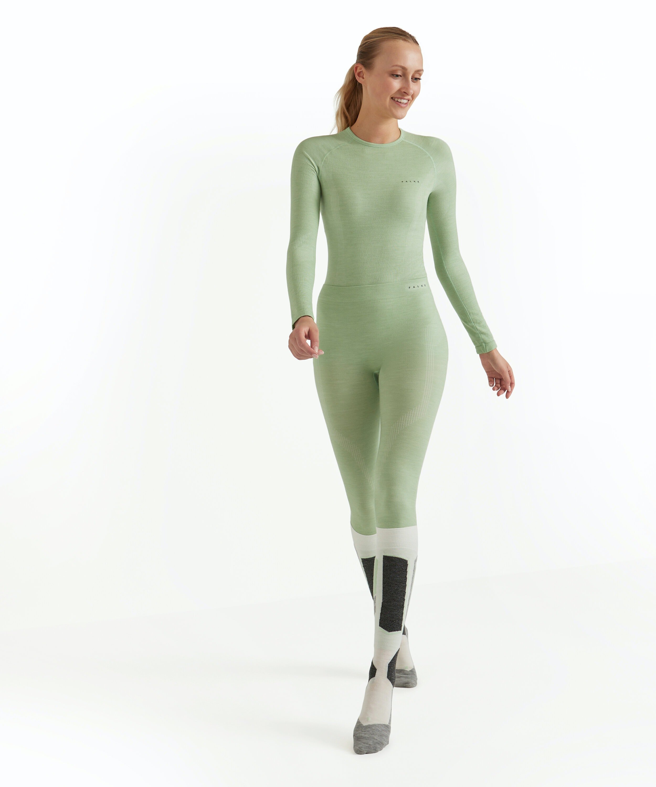 FALKE dames tights Wool-Tech, thermobroek, groen (quiet green)