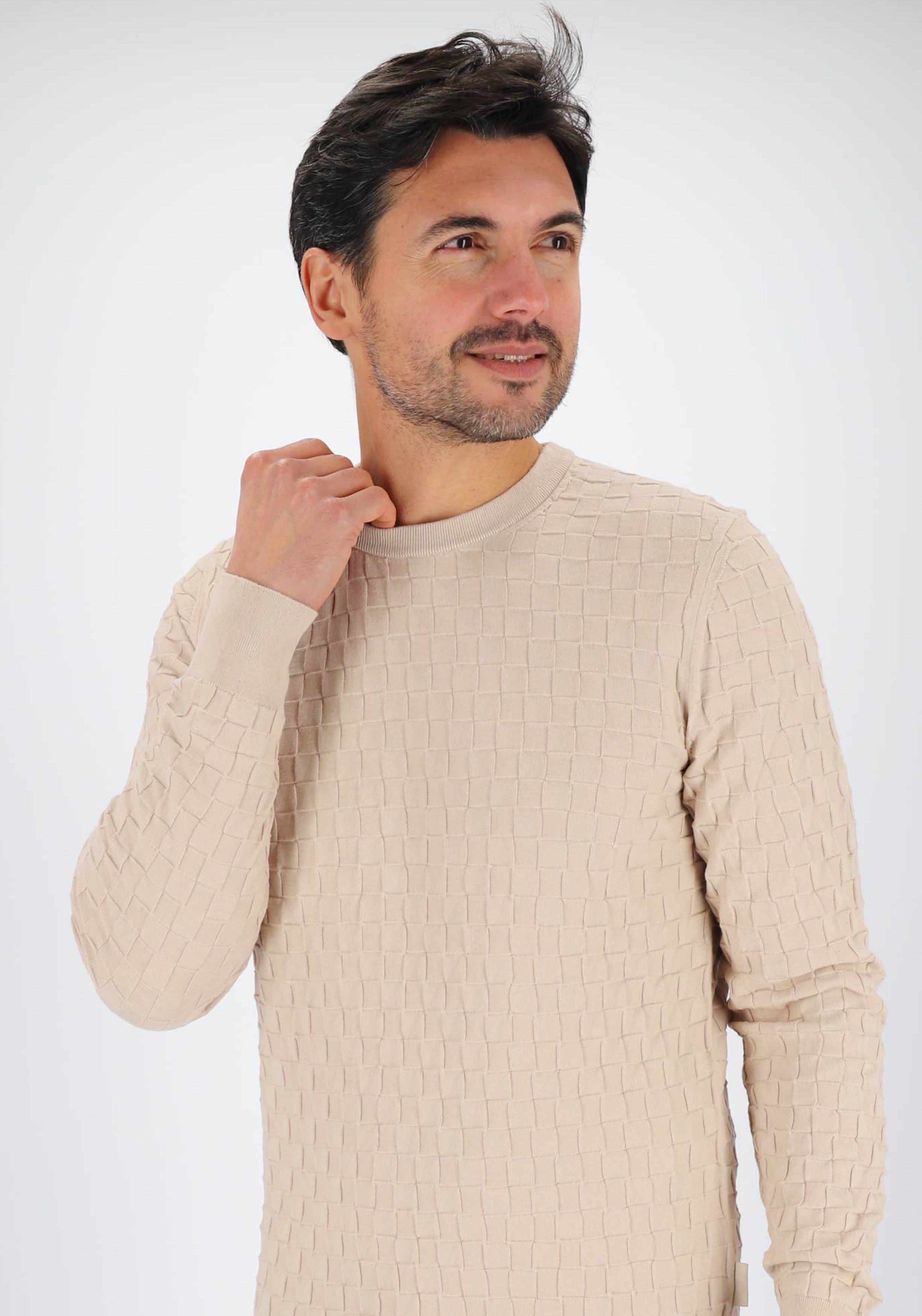 Calvin Klein heren pullover katoen met wol, beige