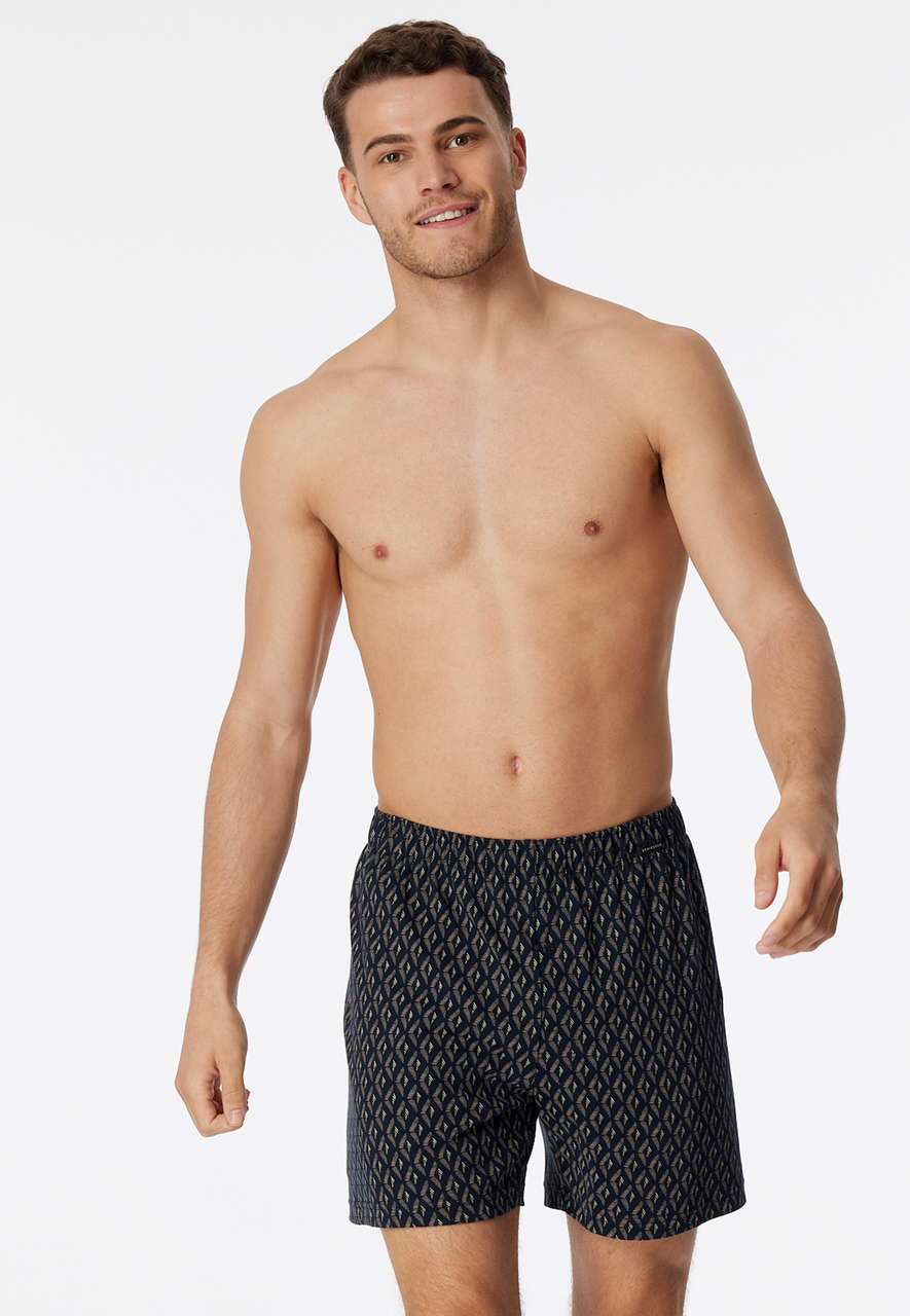 SCHIESSER Fine Interlock boxer (1-pack), heren boxershort bruin-grijs gedessineerd