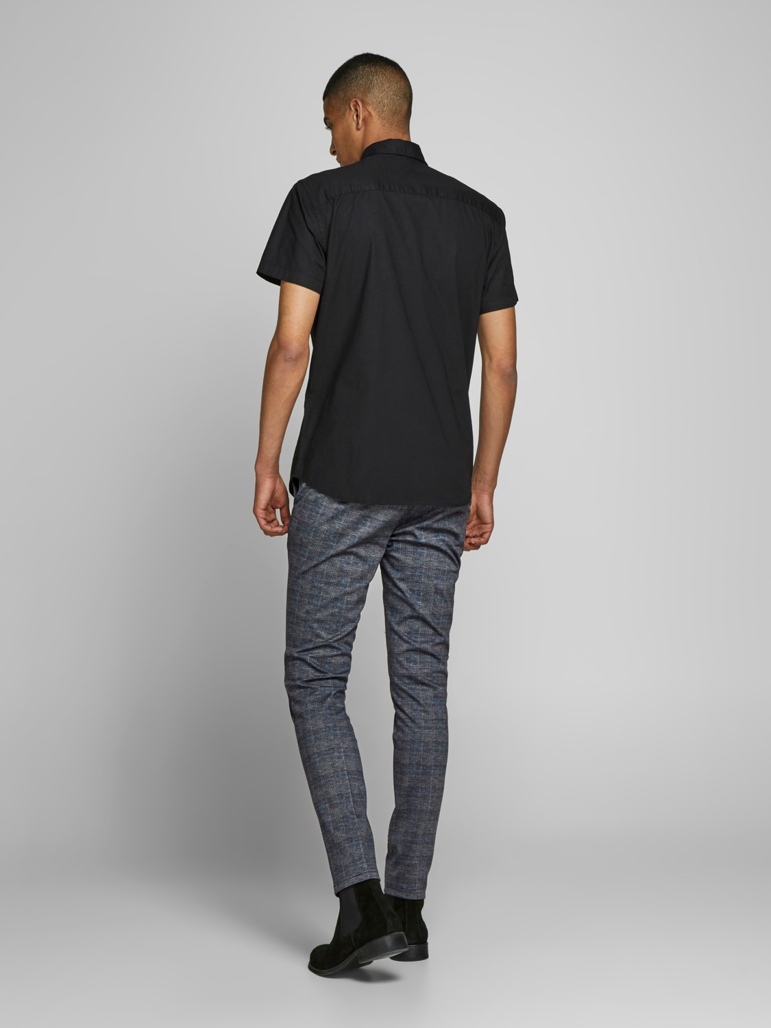 JACK & JONES Marco Phil Dg Check regular fit, heren chino, donkergrijs