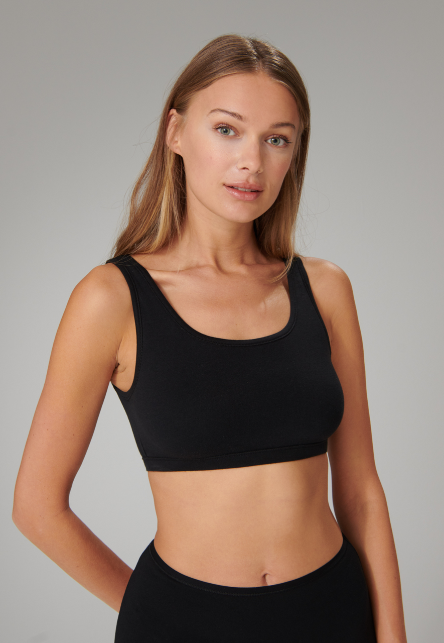 SCHIESSER 95/5 bralette (2-pack), dames bustier zonder cups biologisch katoen zwart