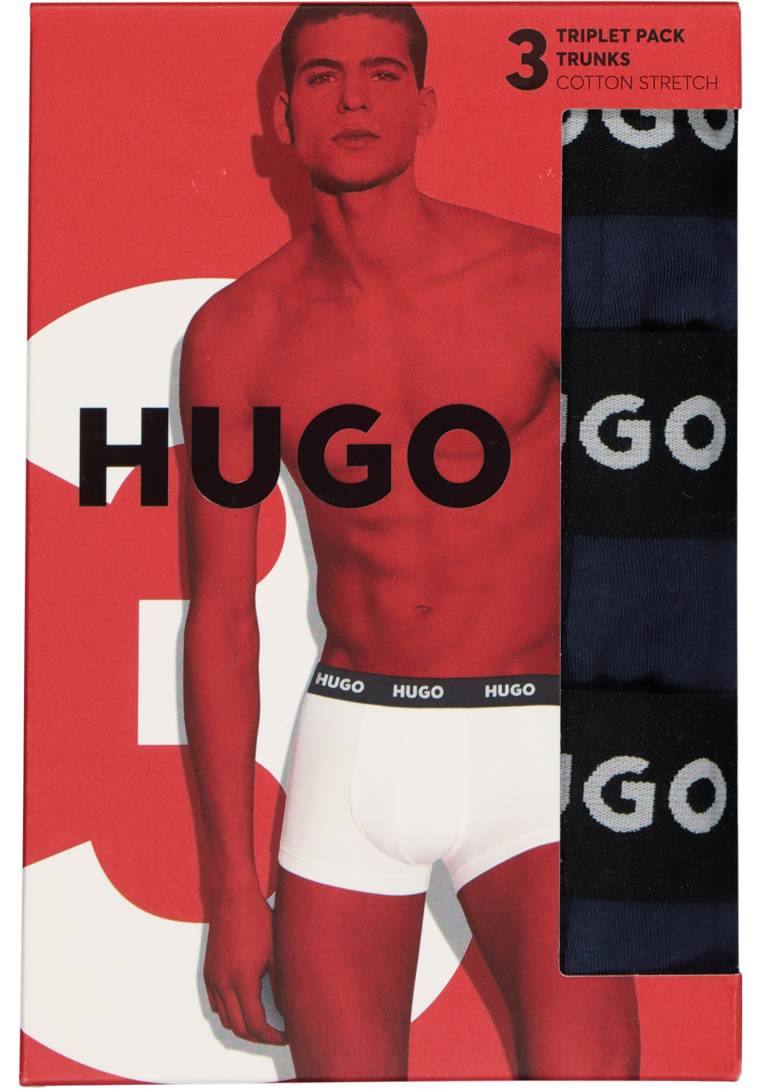 HUGO trunks (3-pack), heren boxers kort, navy