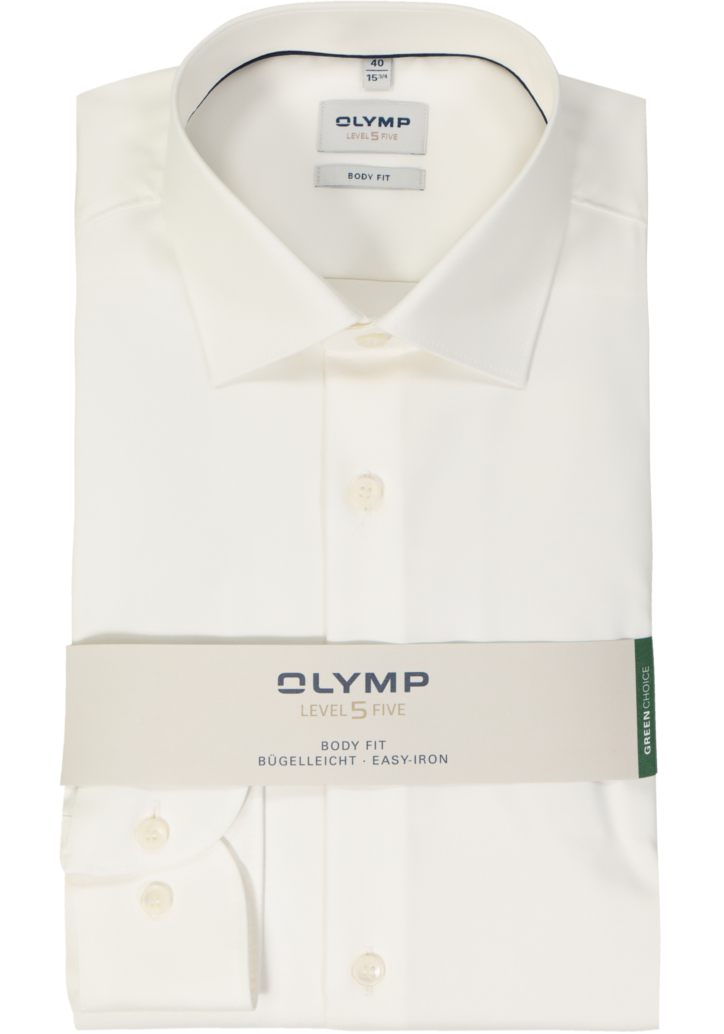 OLYMP Level 5 body fit overhemd, satijnbinding, lichtbeige