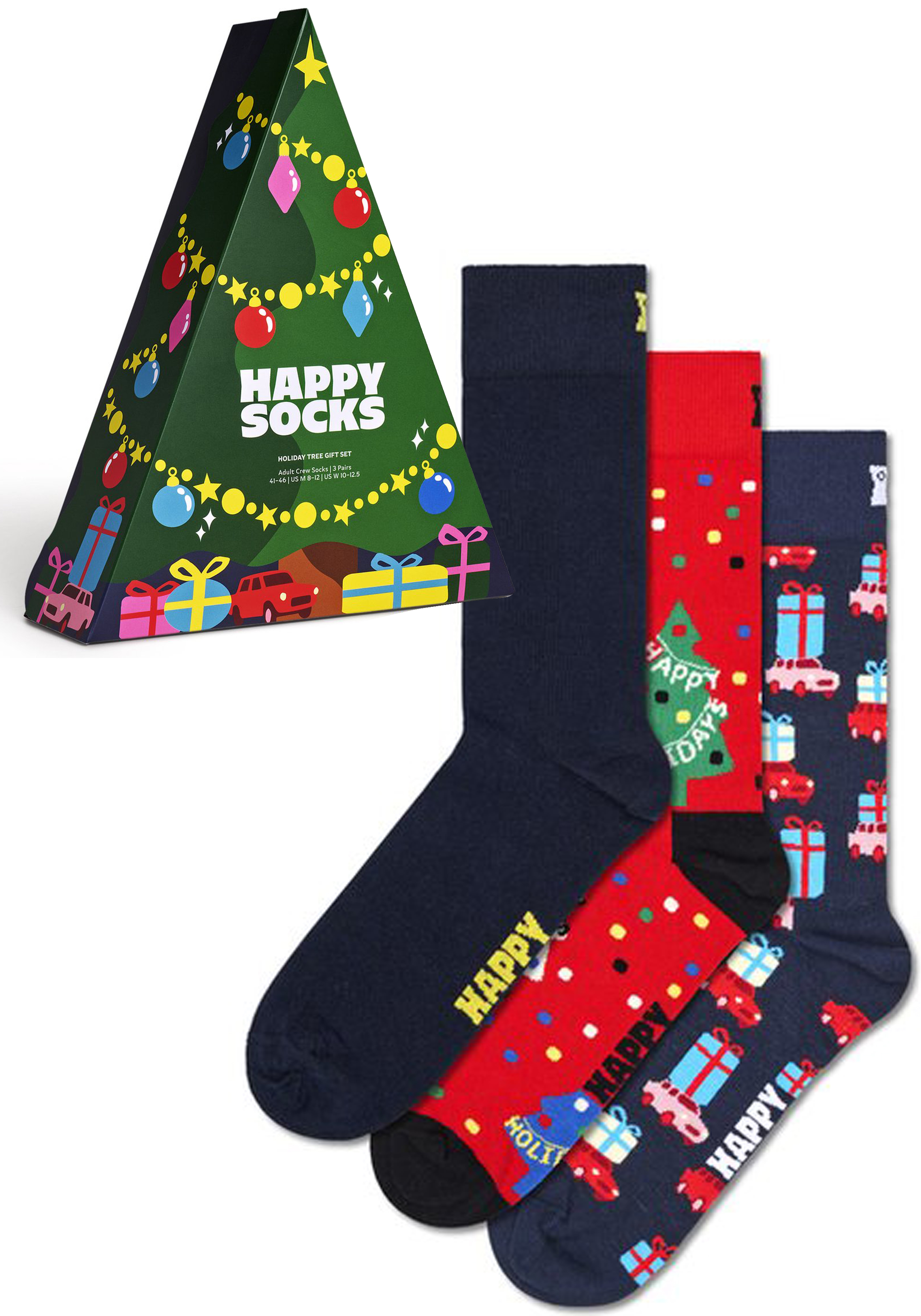 Happy Socks Holiday Tree Gift Set (3-pack), unisex sokken in cadeauverpakking