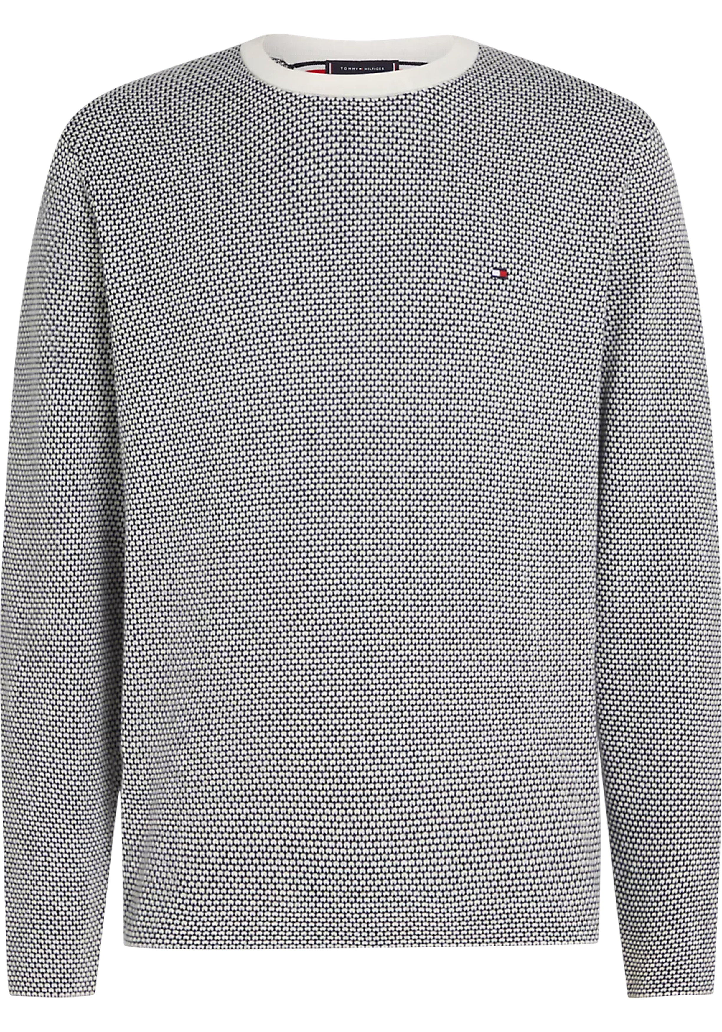 Tommy Hilfiger heren pullover Katoenen, grijs met off white boorden