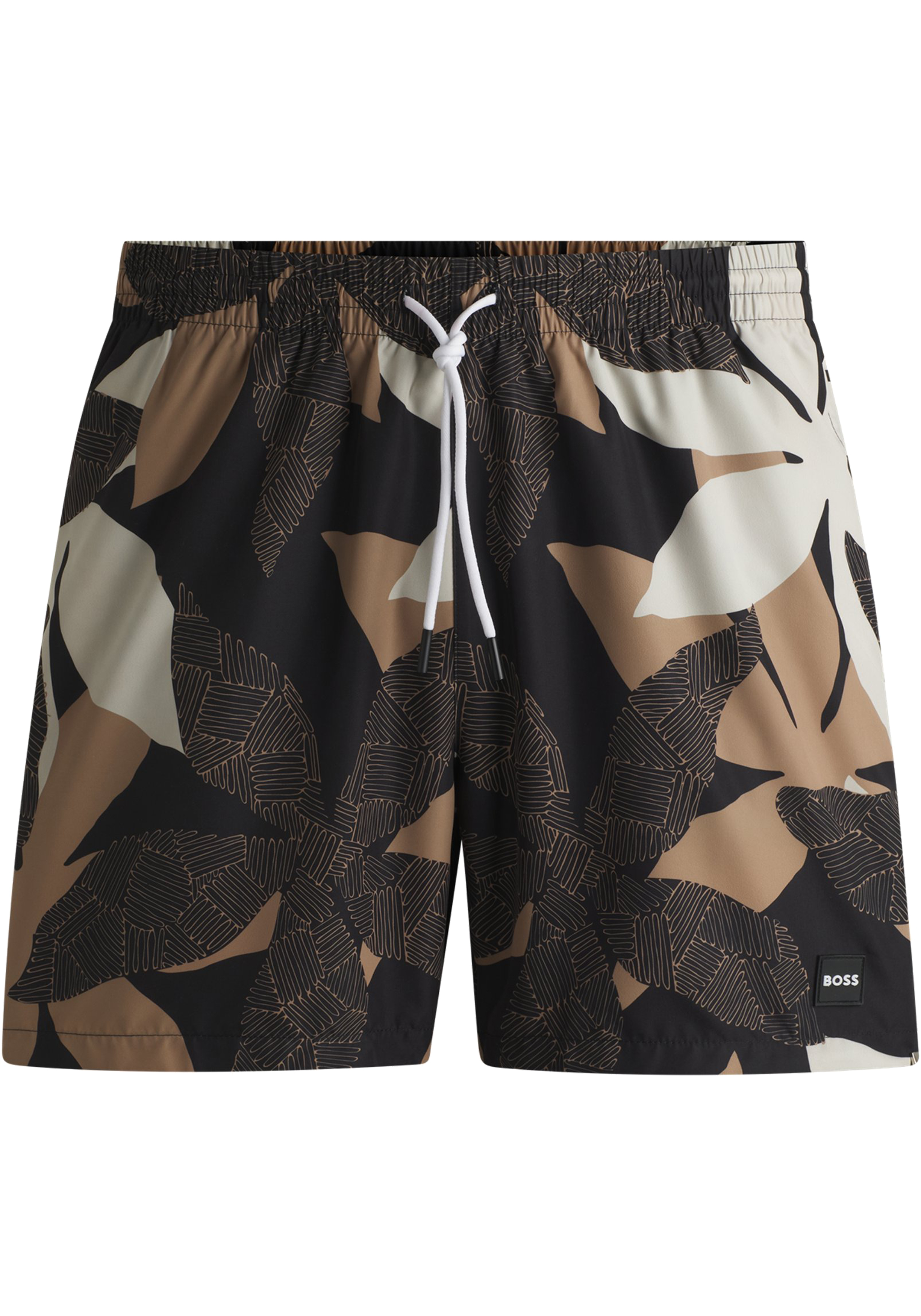 HUGO BOSS Piranha swim shorts, heren zwembroek, licht beige dessin