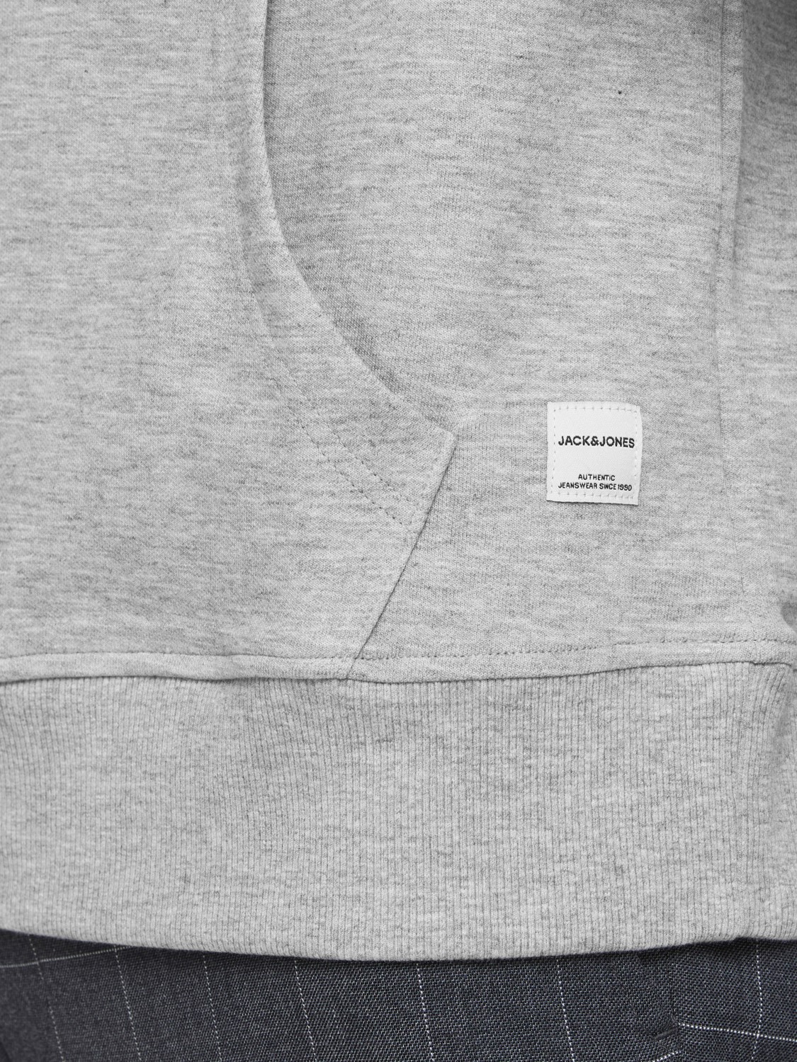 JACK & JONES Basic sweat hood regular fit, heren hoodie katoenmengsel met capuchon, lichtgrijs melange