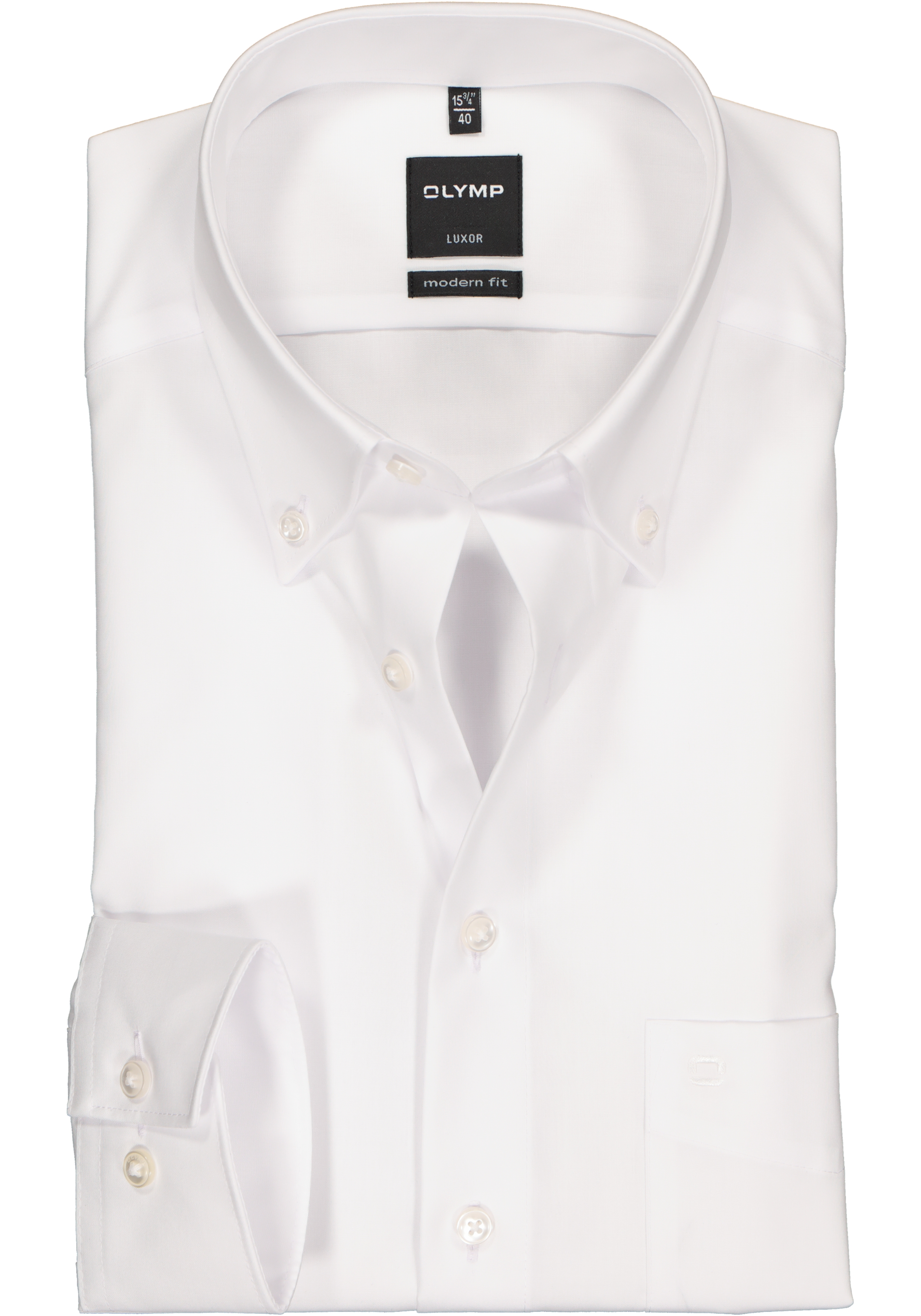 OLYMP Luxor modern fit overhemd, wit met button-down kraag
