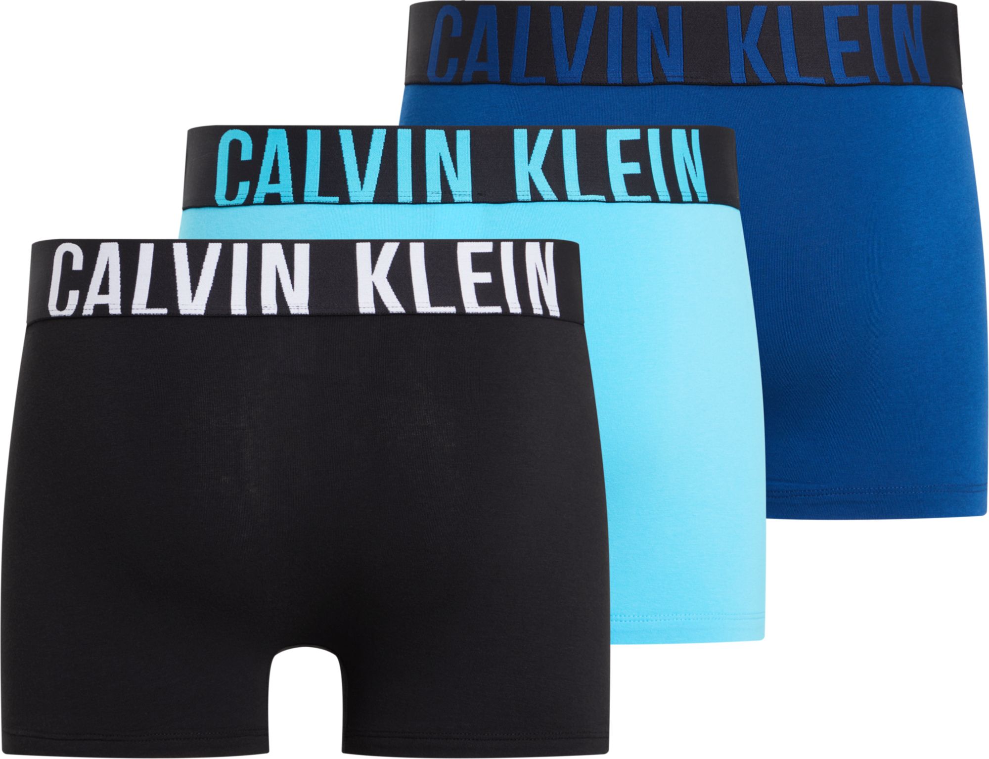 Calvin Klein Trunk (3-pack), heren boxers normale lengte, zwart, kobalt, lichtblauw