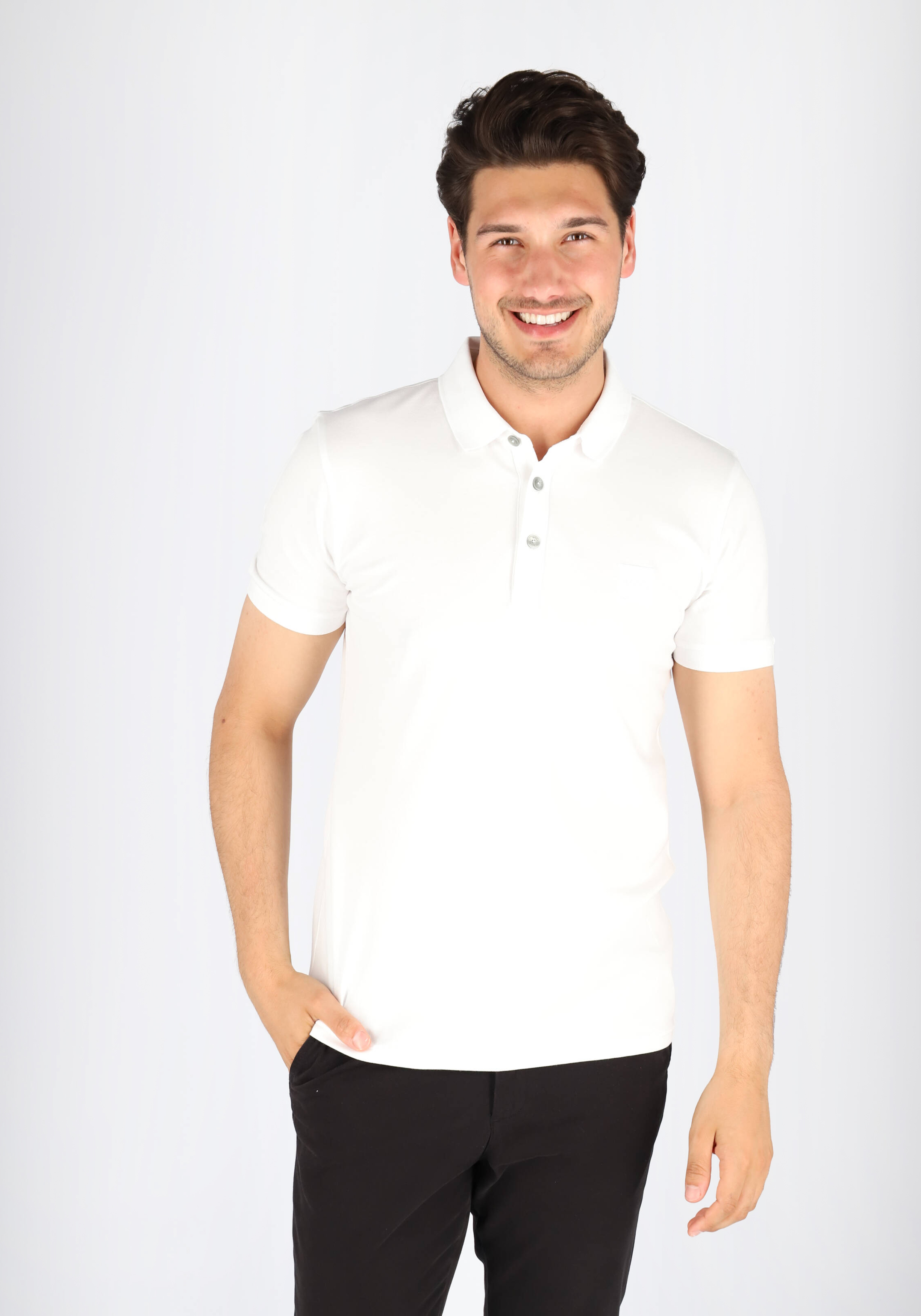 HUGO BOSS Passenger slim fit polo, stretch heren polo korte mouw, wit