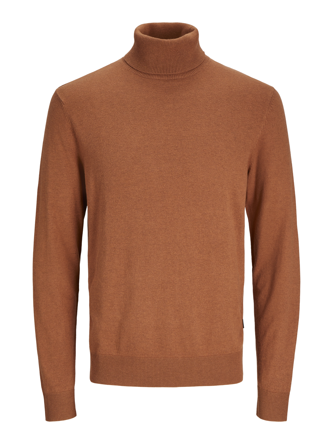 JACK & JONES Emil knit roll neck slim fit, heren pullover viscosemengsel met col, cognac bruin