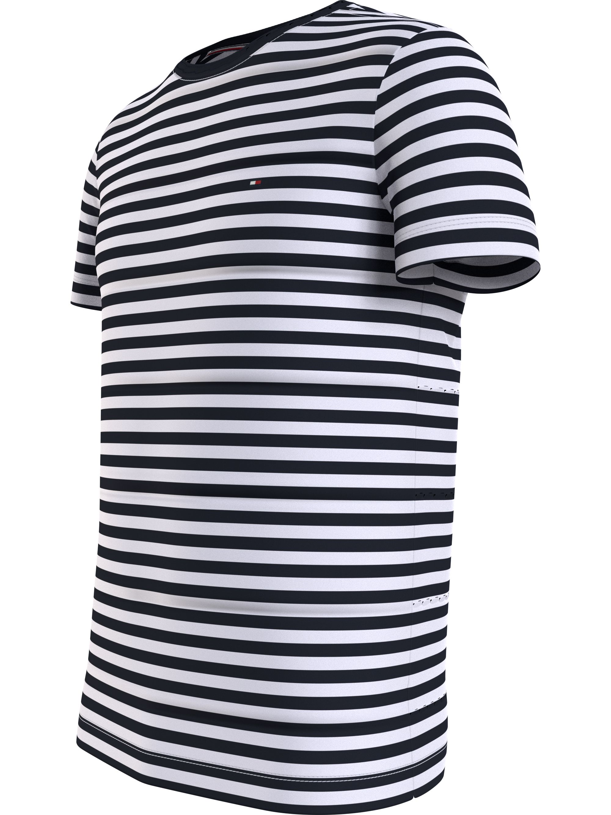 Tommy Hilfiger Stretch Slim Fit Tee, heren T-shirt korte mouw O-hals, lichtblauw-wit gestreept