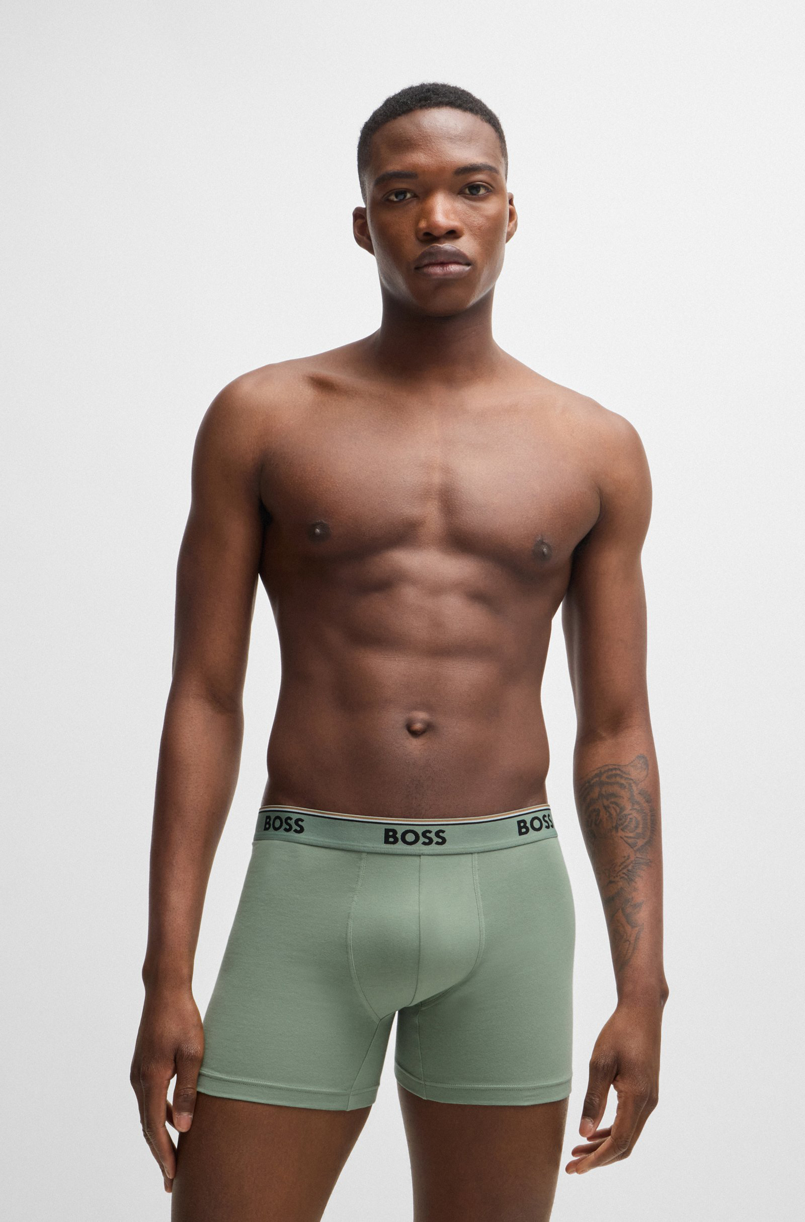 HUGO BOSS Power boxer briefs (3-pack), heren boxers normale lengte, zwart, donkerblauw, saliegroen