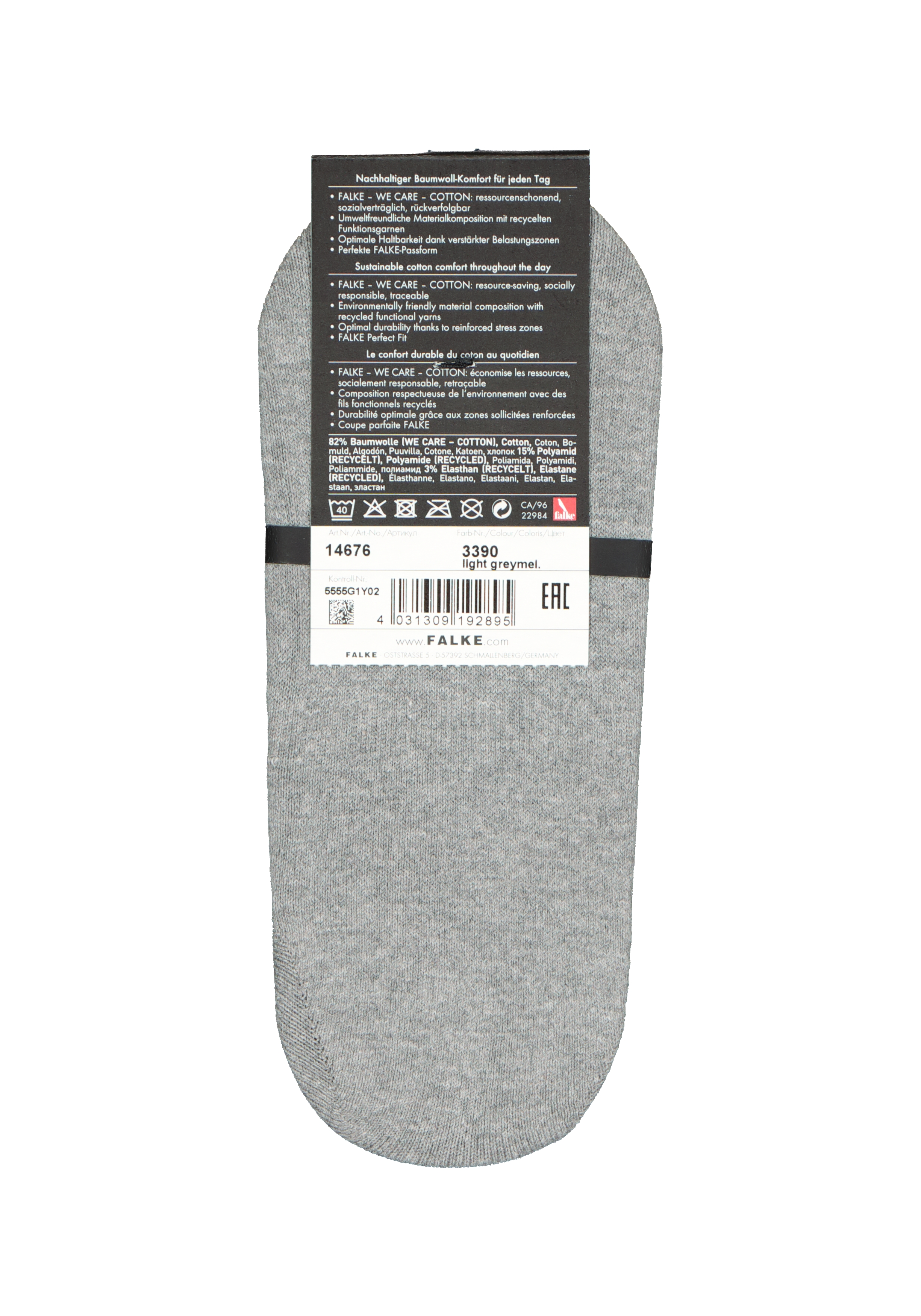 FALKE Family heren invisible sokken, lichtgrijs (light grey melange)