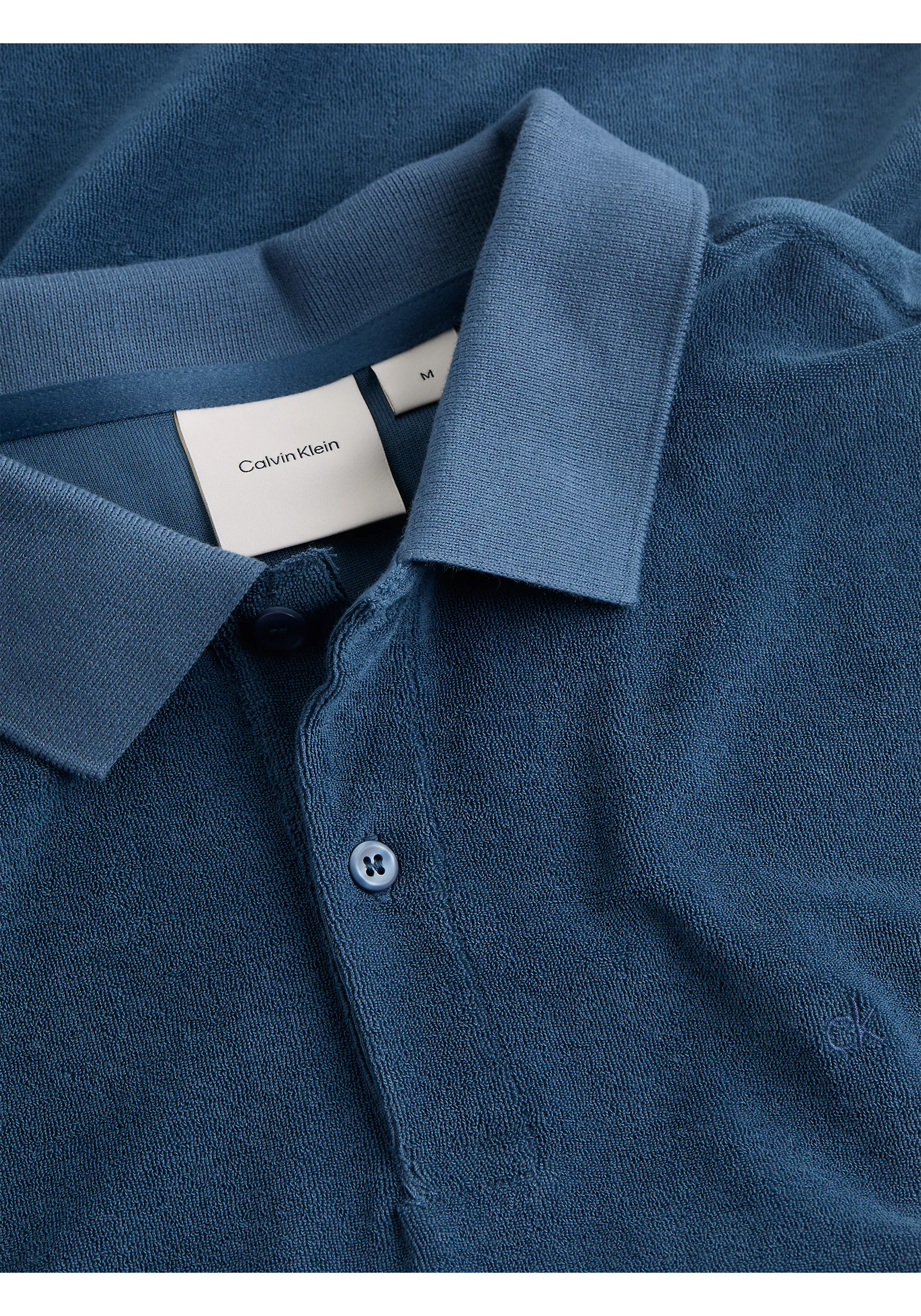 Calvin Klein Towelling Regular Polo, heren poloshirt, blauw