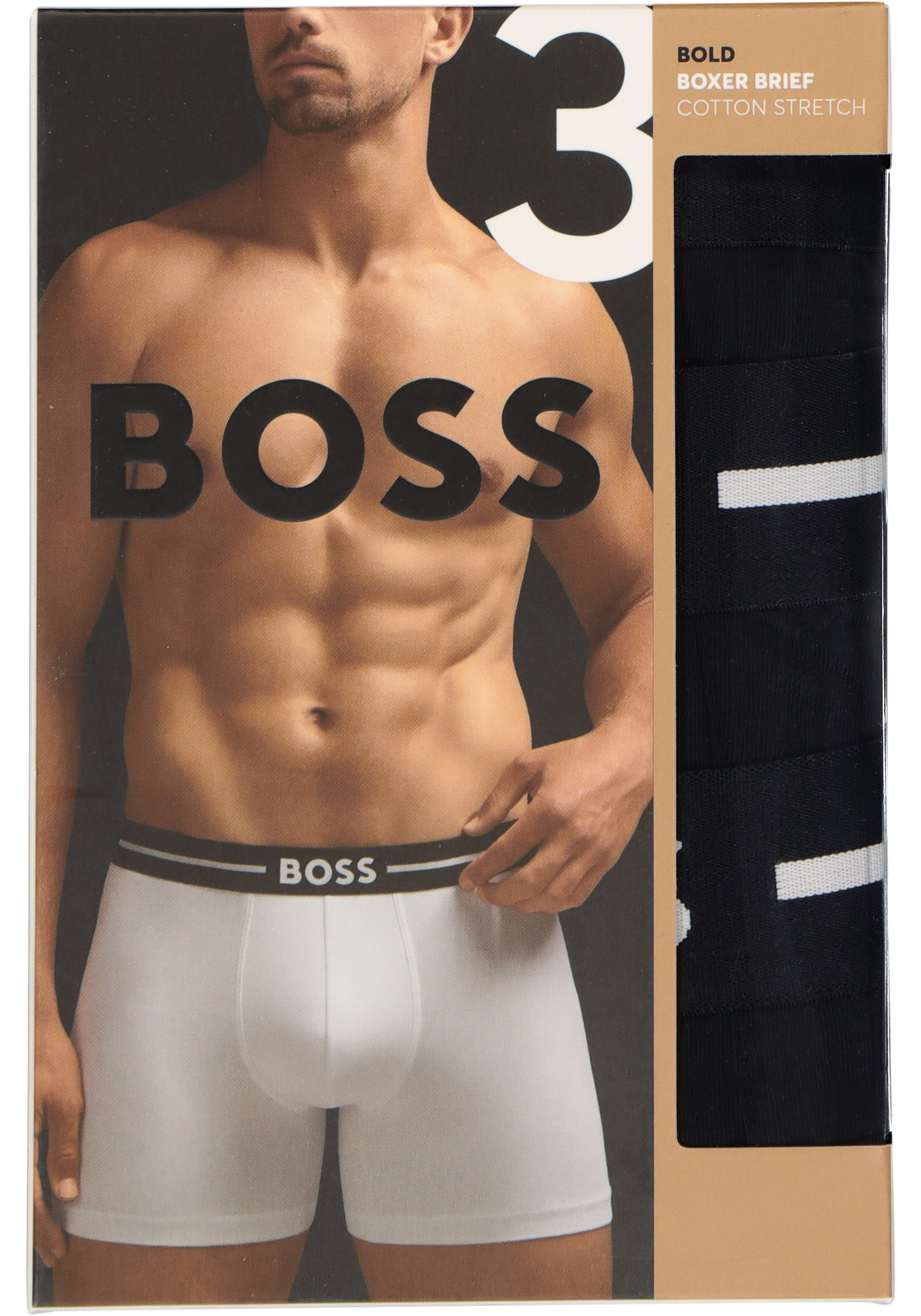 HUGO BOSS Bold boxer briefs (3-pack), heren boxers normale lengte, zwart