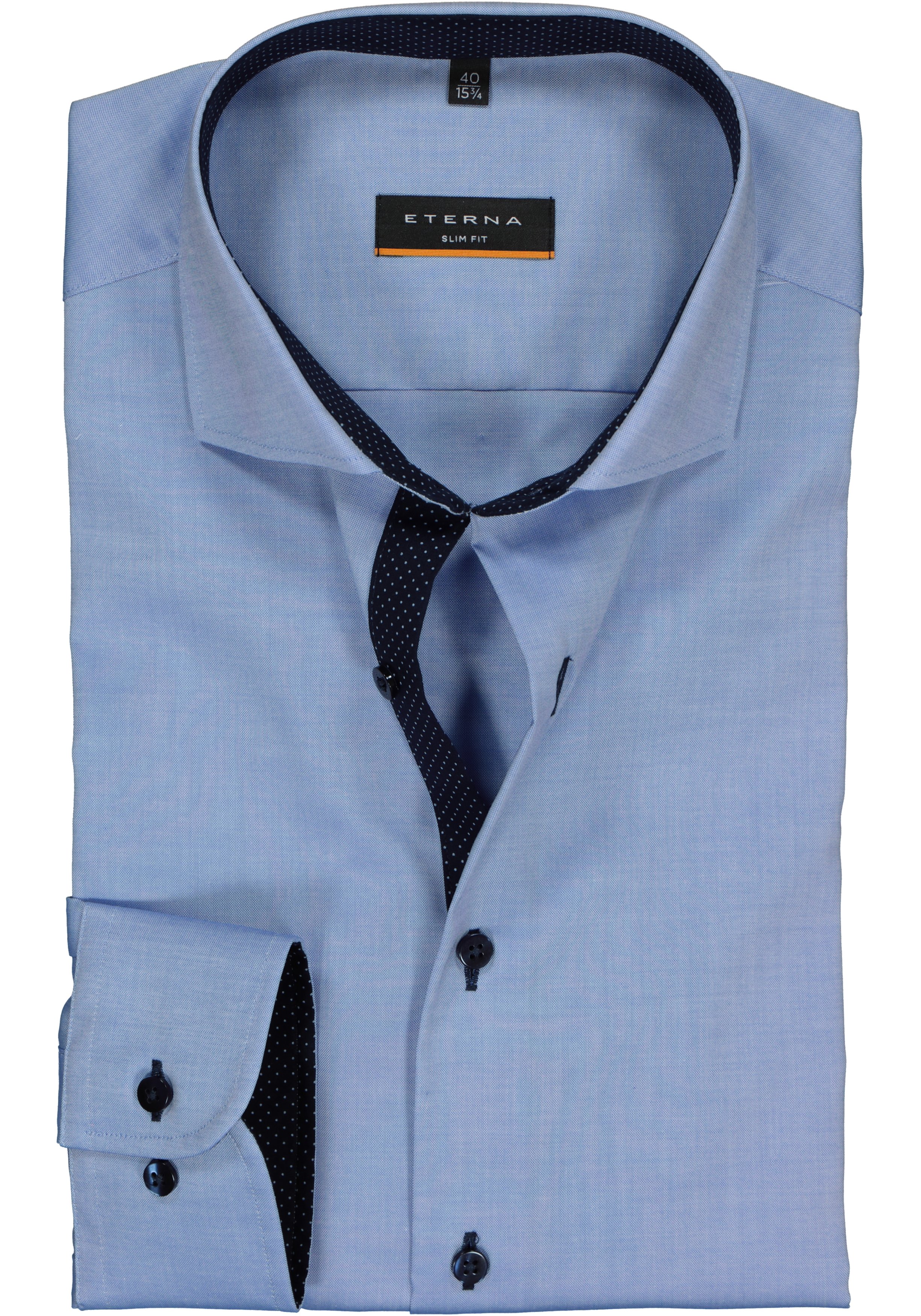 ETERNA slim fit overhemd, fijn Oxford heren overhemd, lichtblauw (blauw gestipt contrast)