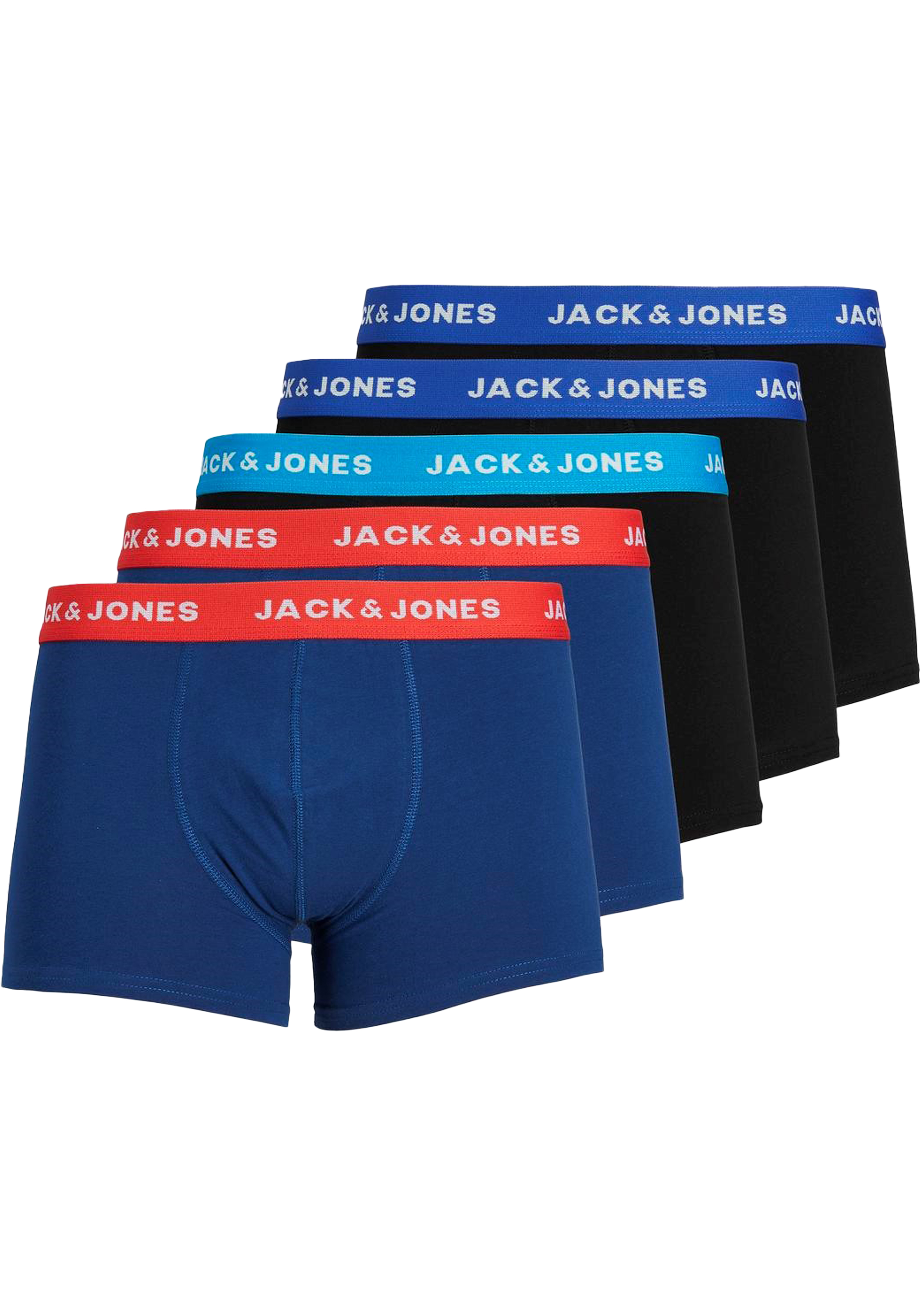 JACK & JONES Jaclee trunks (5-pack), heren boxers normale lengte, blauw