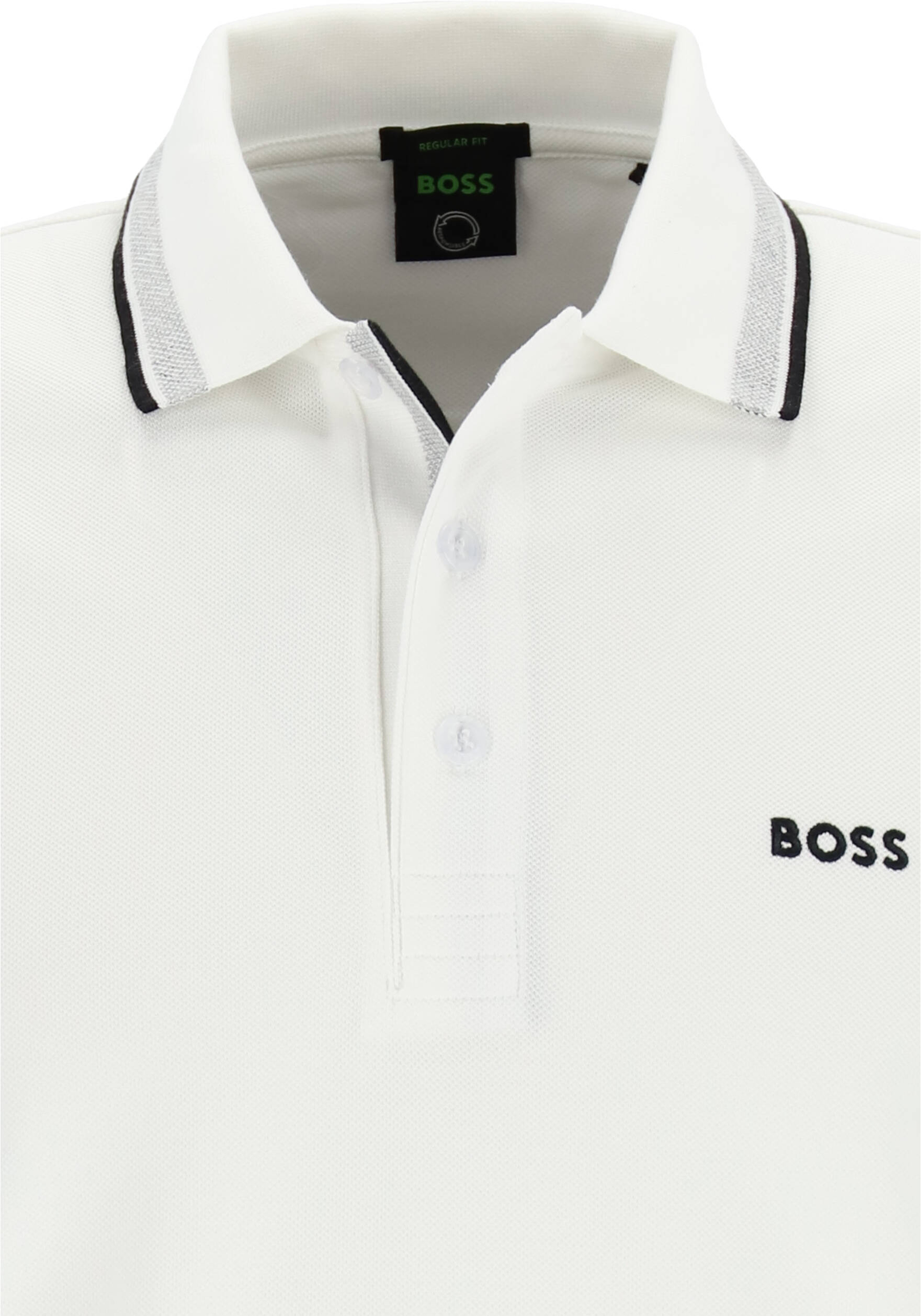 HUGO BOSS Paddy regular fit polo, heren polo korte mouw, wit (contrast)