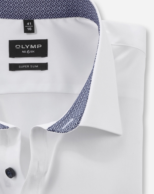 OLYMP No. 6 Six super slim fit overhemd, mouwlengte 7, popeline, wit