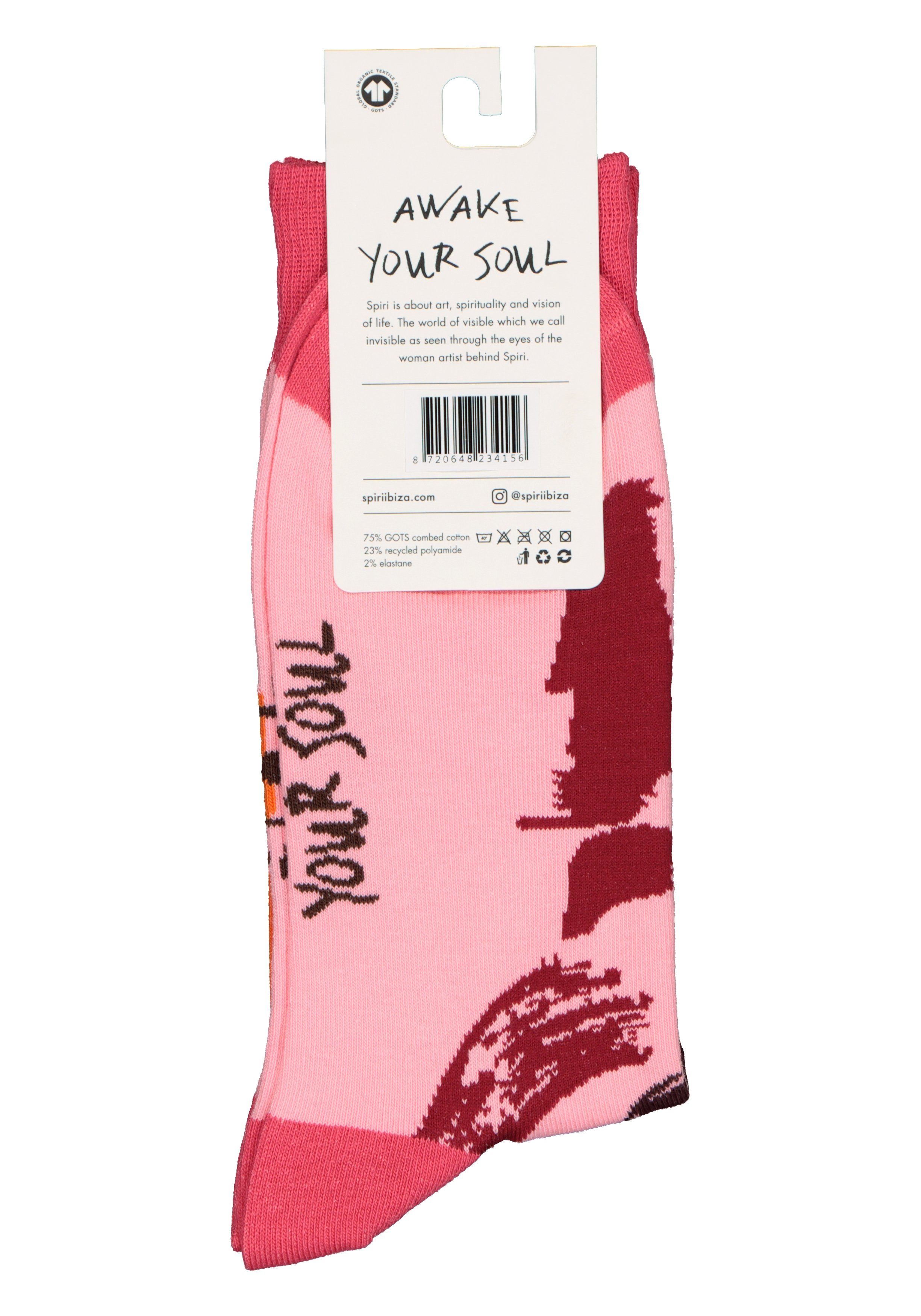 Spiri Socks Energy Flow, unisex sokken, roze oranje en bruin