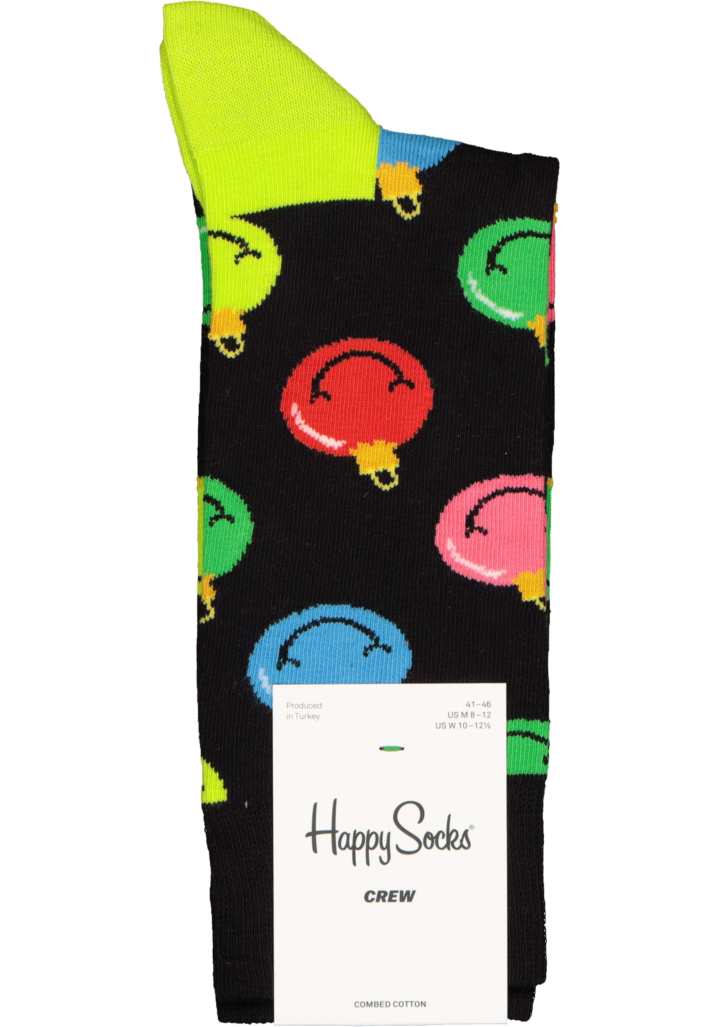 Happy Socks Jingle Smiley Sock, zwart met ballen