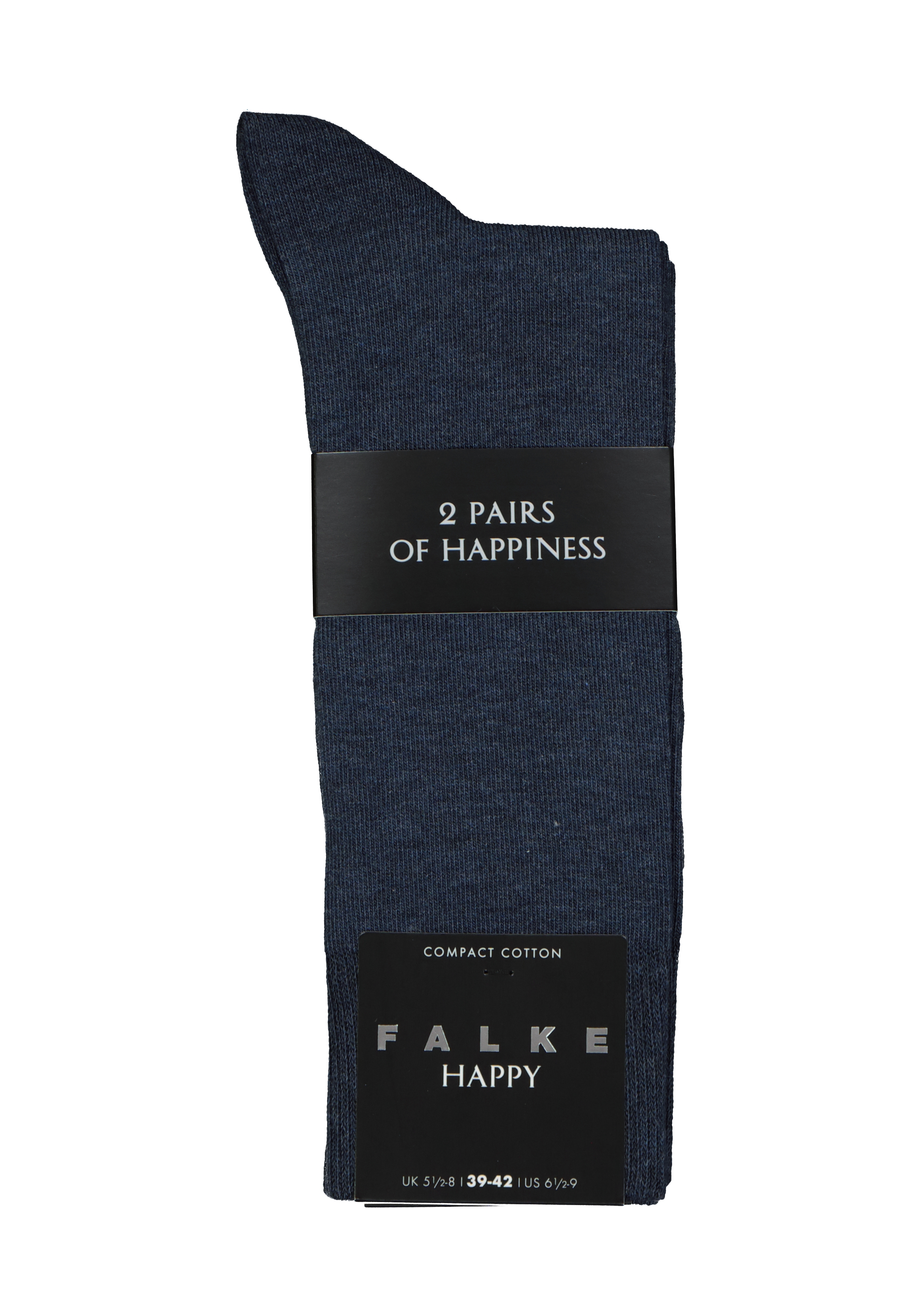 FALKE Happy herensokken (2-pack), marine blauw melange (navy melange)