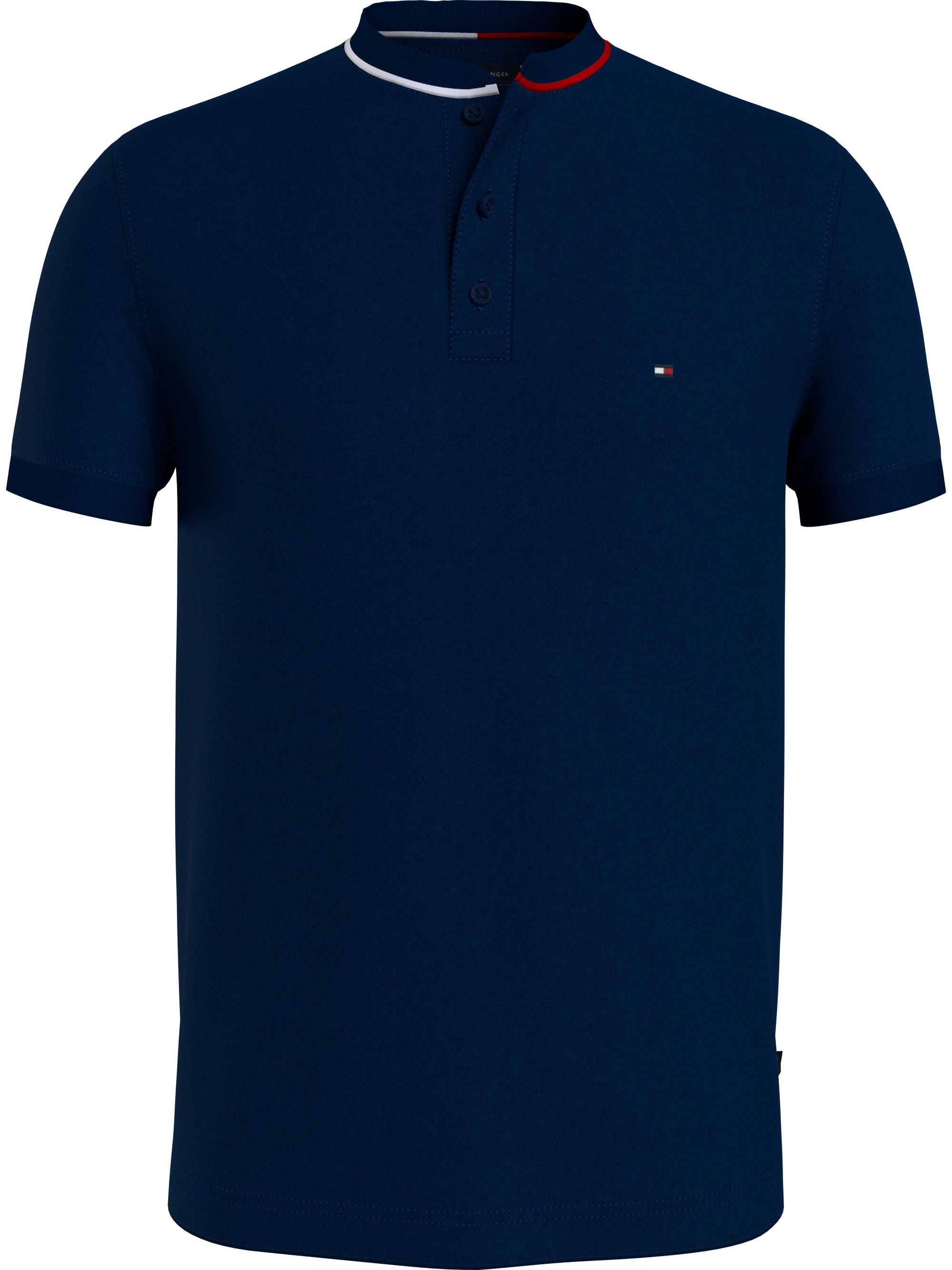 Tommy Hilfiger Mao Rwb Tipped Slim Polo, heren poloshirt, donkerblauw