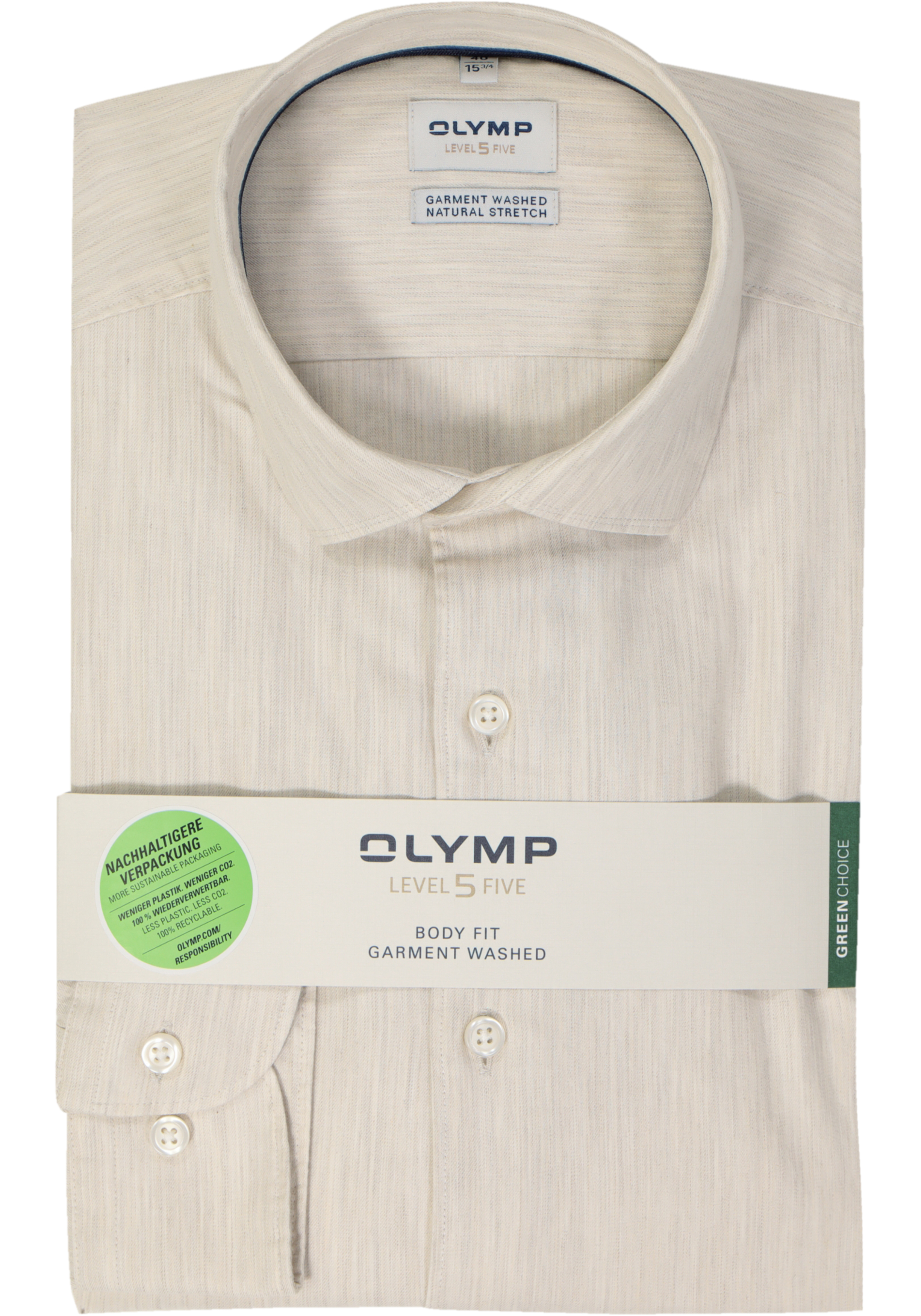 OLYMP Level 5 body fit overhemd, twill, beige