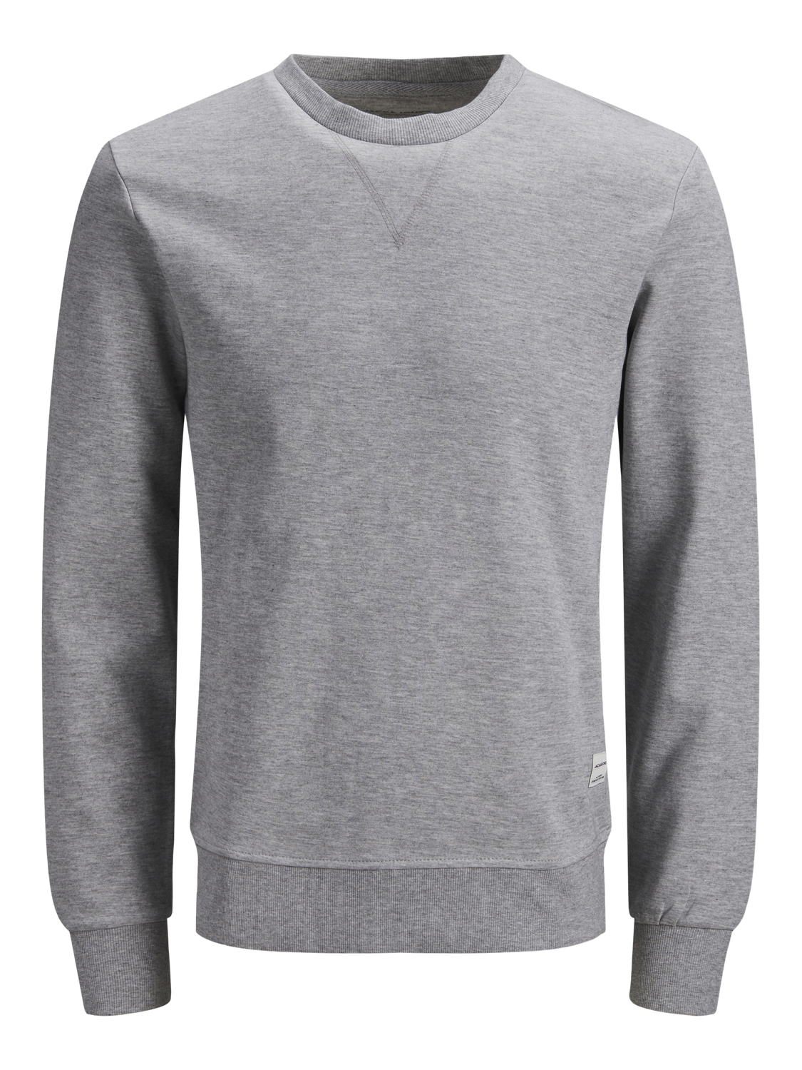 JACK & JONES Basic sweat crew neck regular fit, heren sweatshirt katoenmengsel met O-hals, lichtgrijs melange