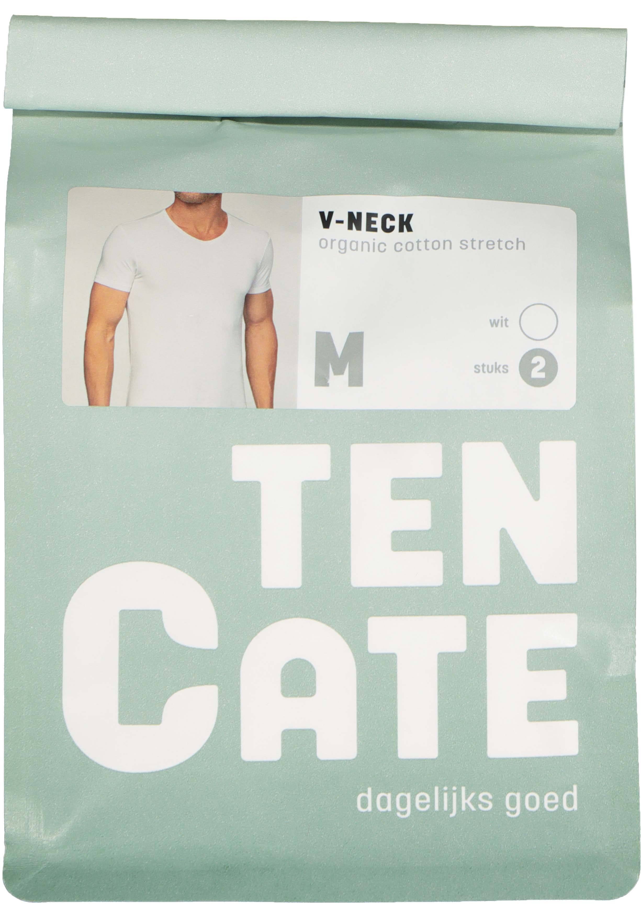 TEN CATE Basics men T-shirt (2-pack), heren T-shirts V-hals, wit