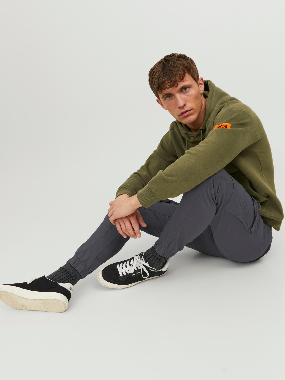 JACK & JONES Paul Lake Cargo loose fit, heren cargo broek, donkergrijs