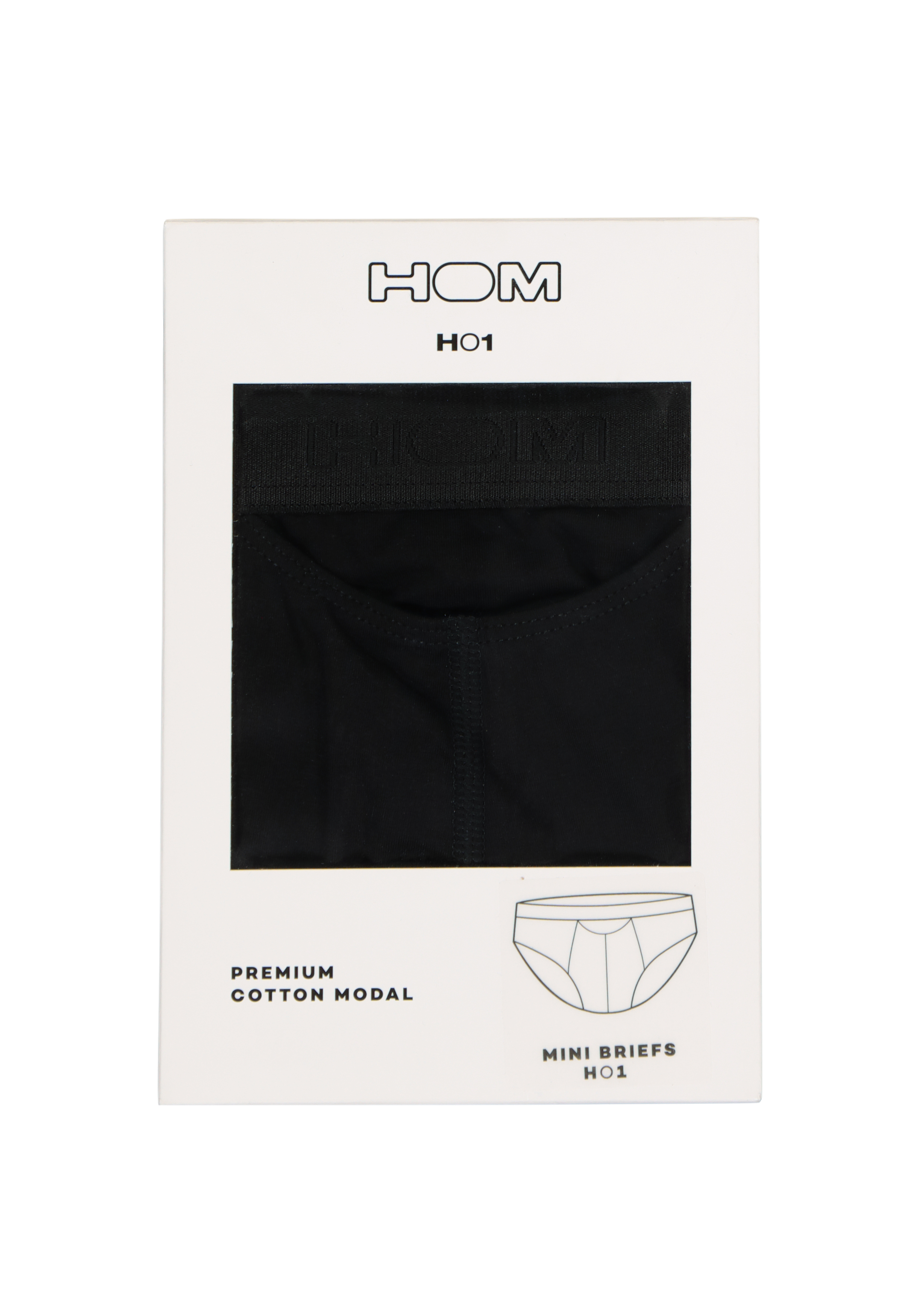 HOM HO1 mini briefs slip (1-pack), herenslip met horizontale gulp, zwart