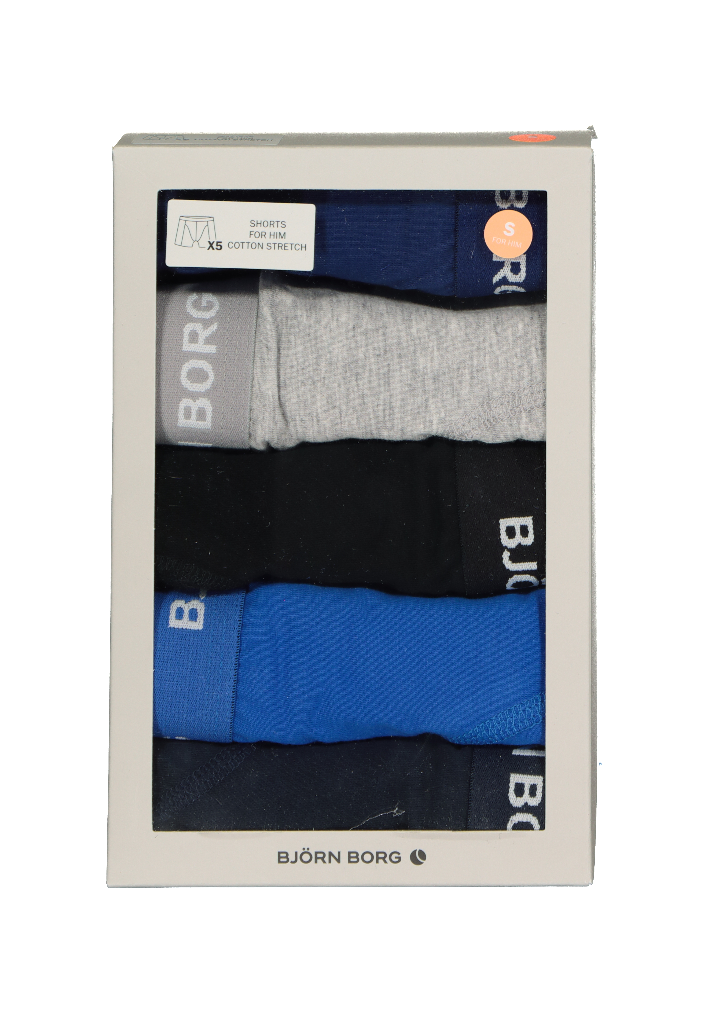 Bjorn Borg boxershorts Essential (5-pack), heren boxers normale lengte, zwart, donkerblauw, blauw, kobaltblauw en grijs