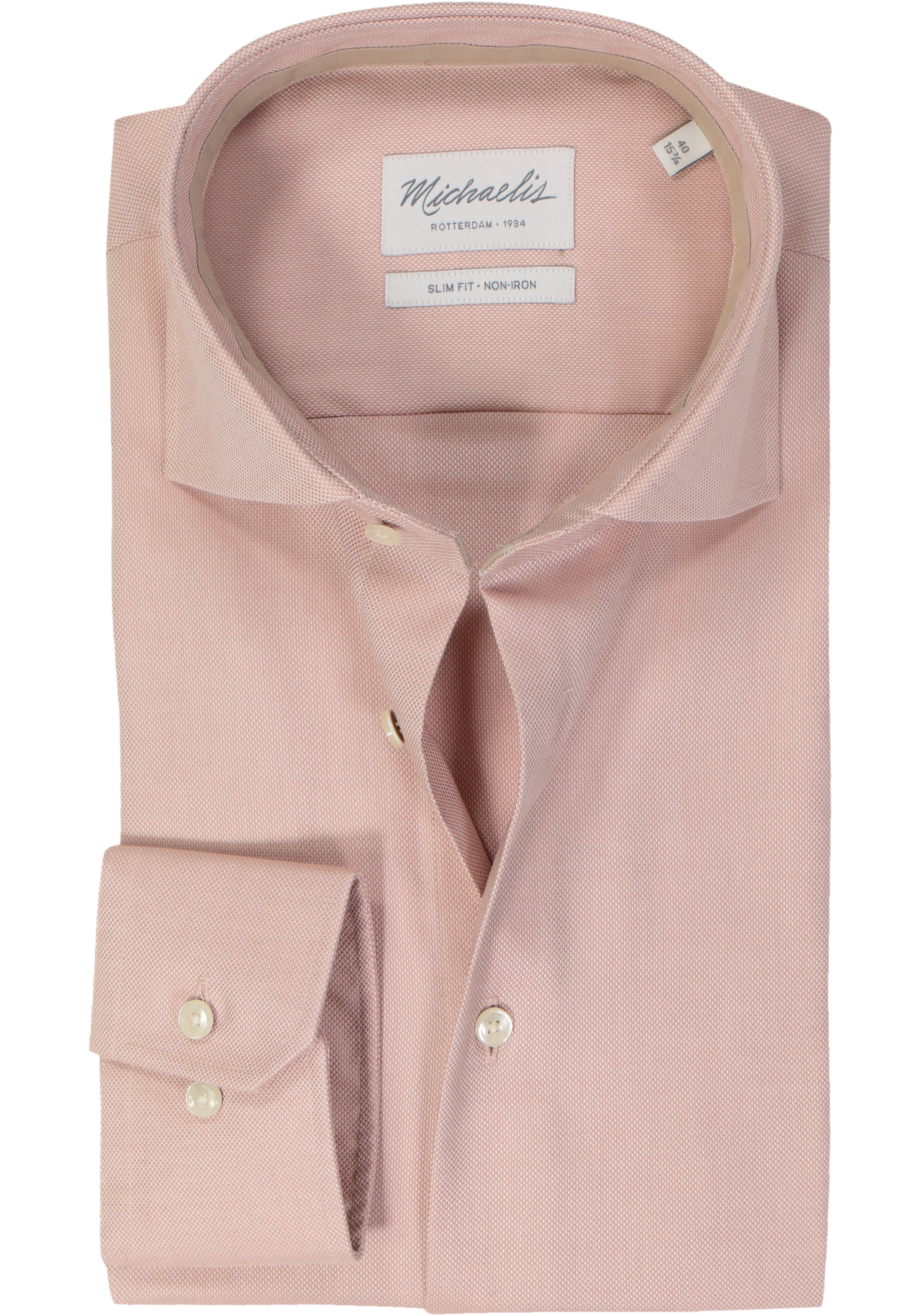 Michaelis slim fit heren overhemd, dobby, roze