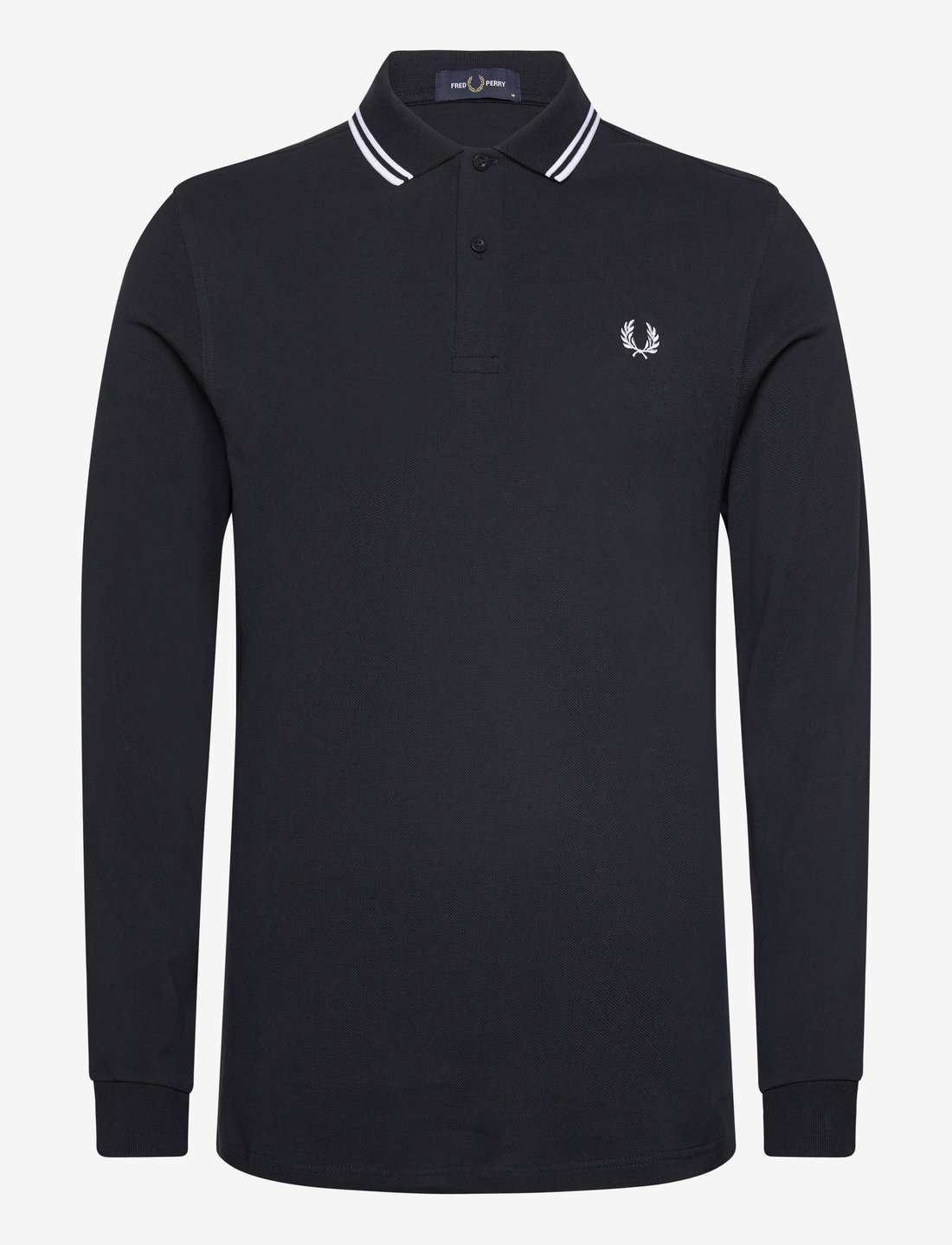 Fred Perry M3636 long sleeved twin tipped shirt, heren polo lange mouwen, Navy / White