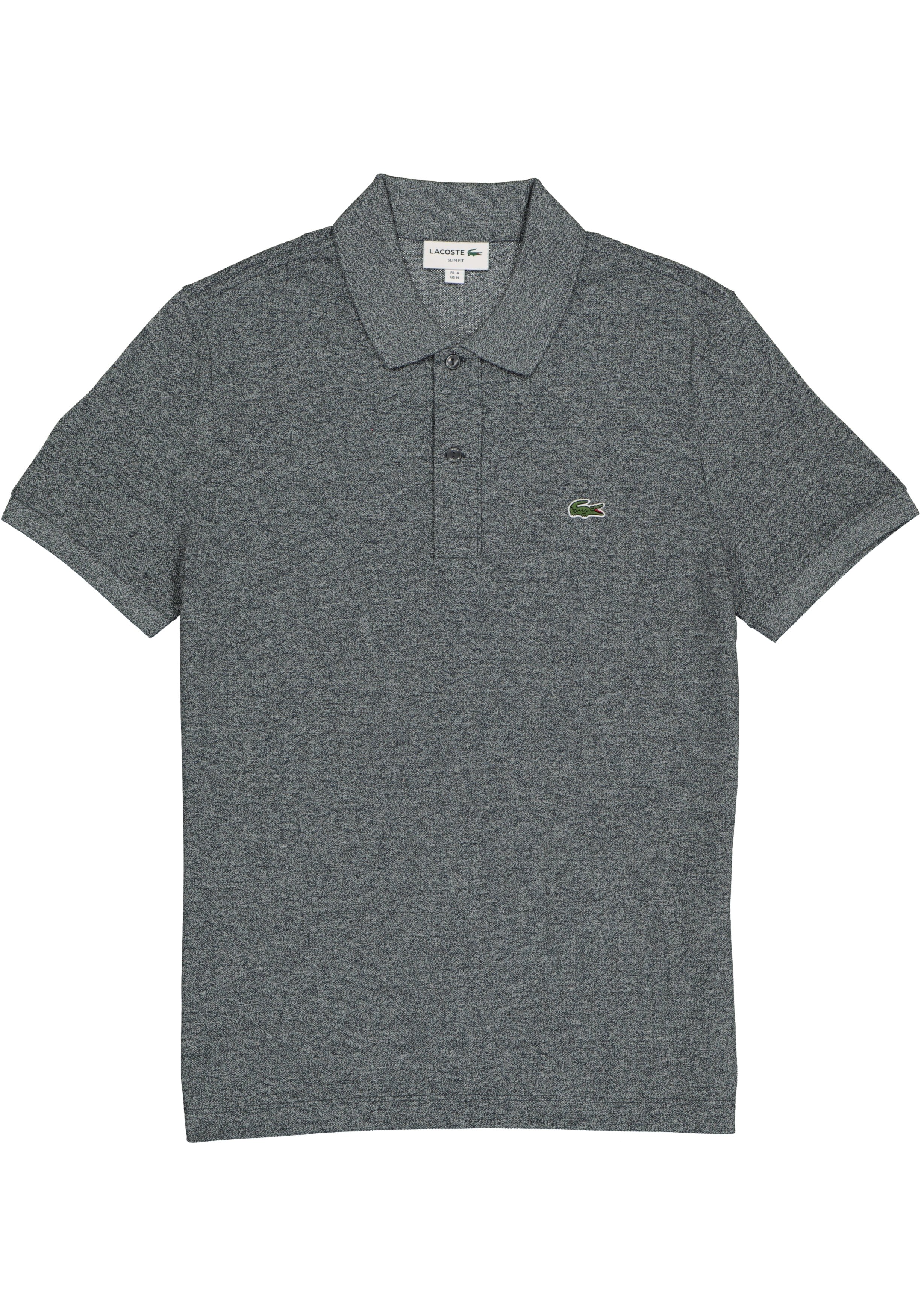 Lacoste Slim Fit polo, zwart met wit melange, Eclipse Jaspe