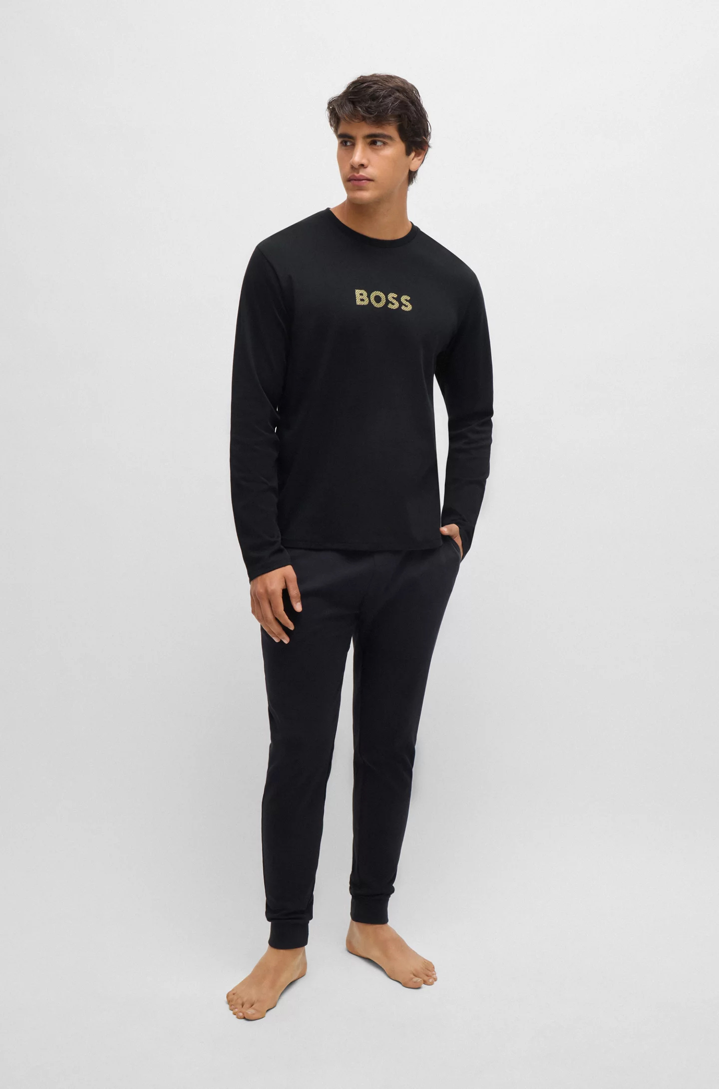 BOSS Gift Long Set, heren pyjama set, zwart