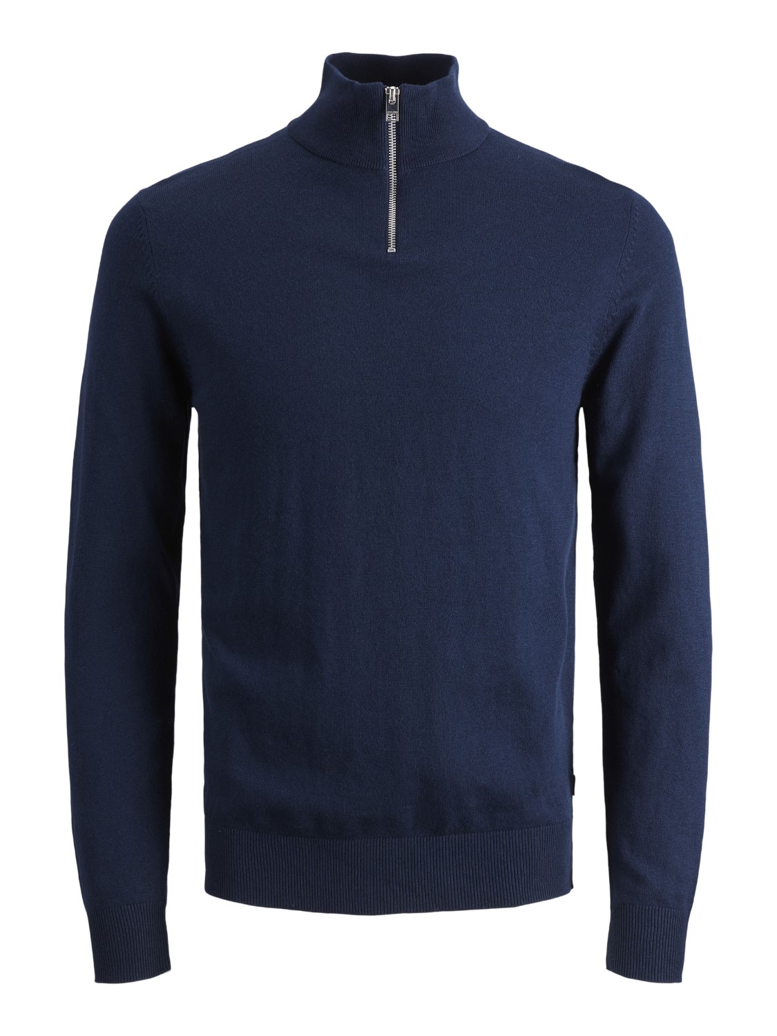 JACK & JONES Emil knit half zip slim fit, heren schipperstrui viscosemengsel met opstaande boord, blauw