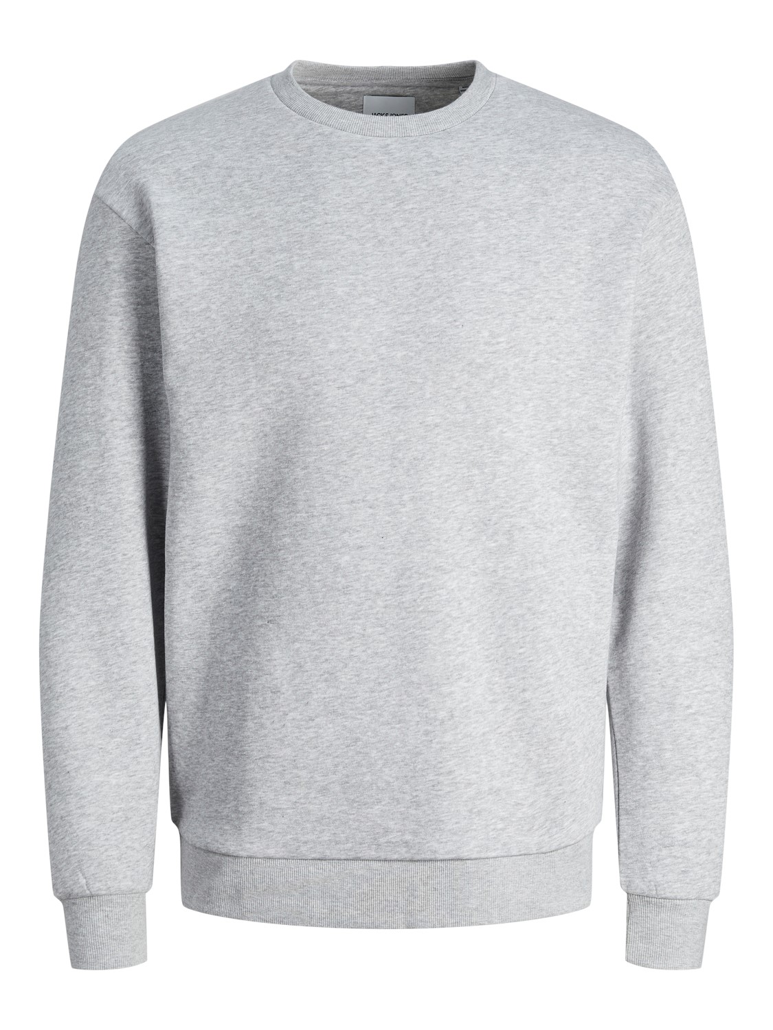 JACK & JONES Bradley sweat crew regular fit, heren sweatshirt katoenmengsel met O-hals, lichtgrijs melange