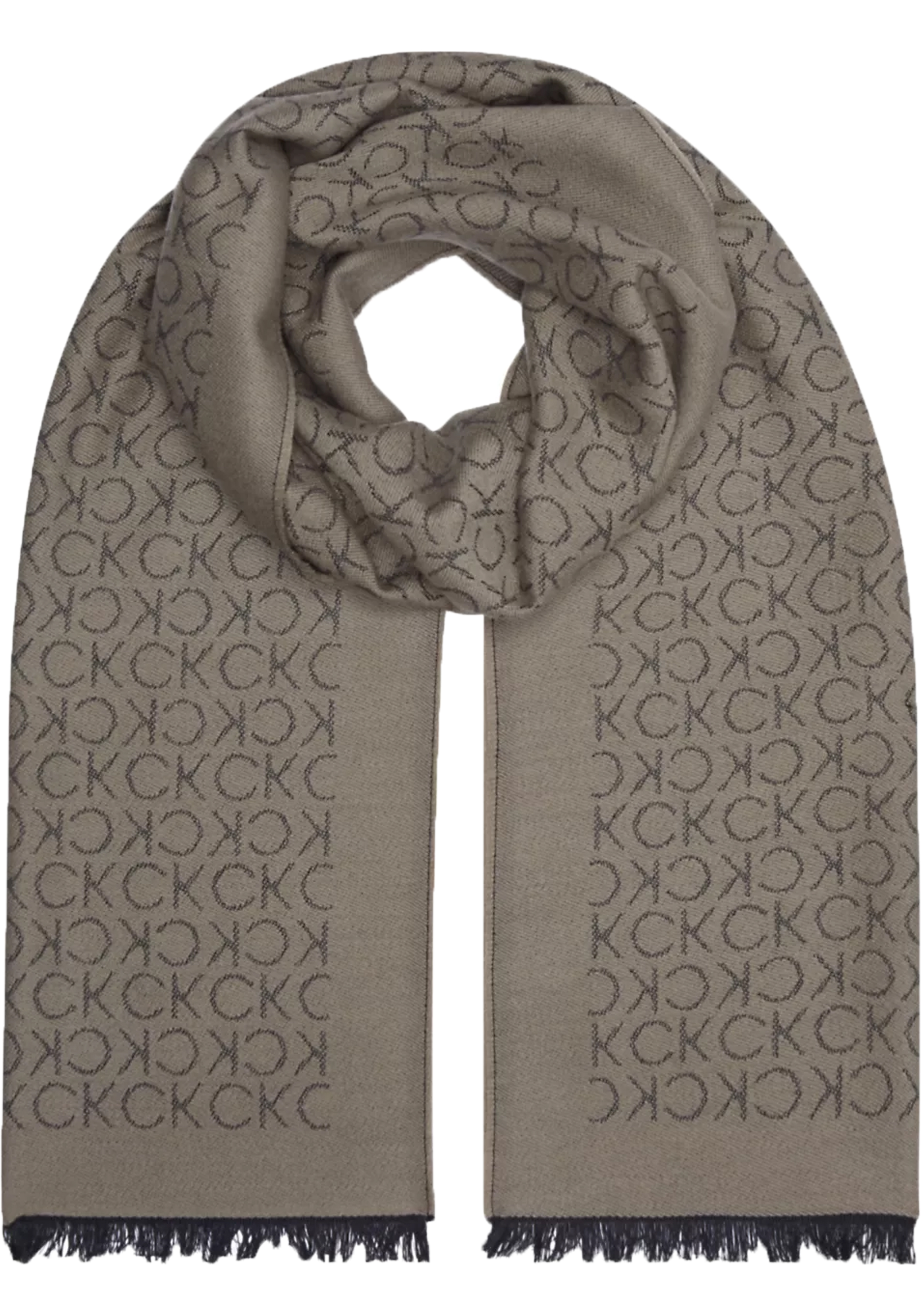 Calvin Klein sjaal, monogram woven scarf, beige met ingeweven logo