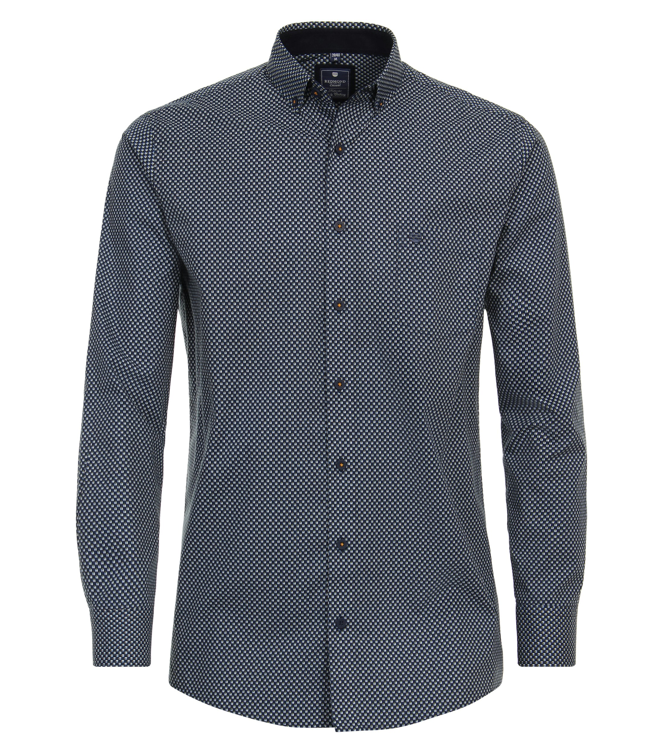 Redmond modern fit overhemd, popeline, blauw dessin