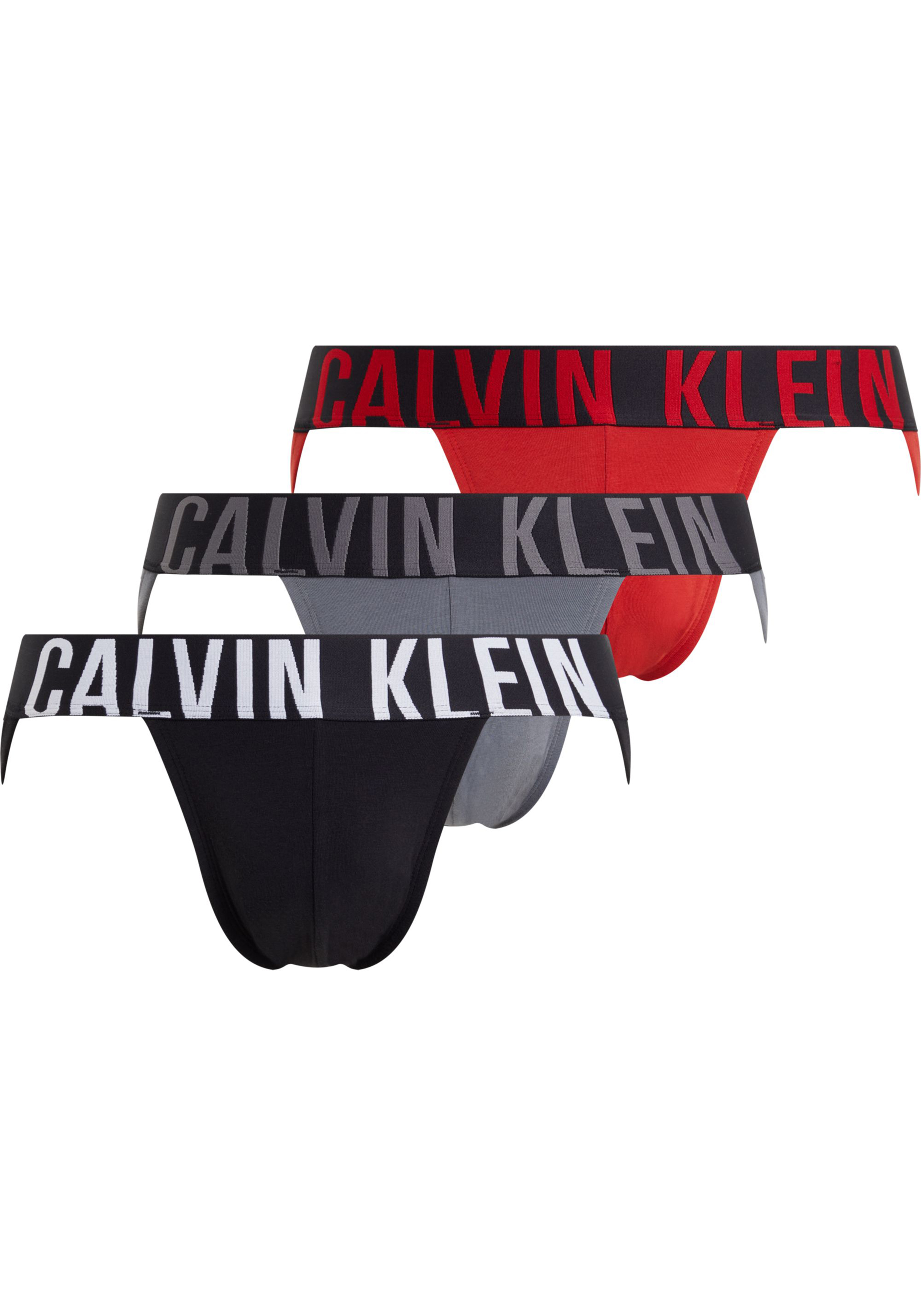 Calvin Klein Jockstrap (3-pack), heren jockstrap, zwart, rood, grijs